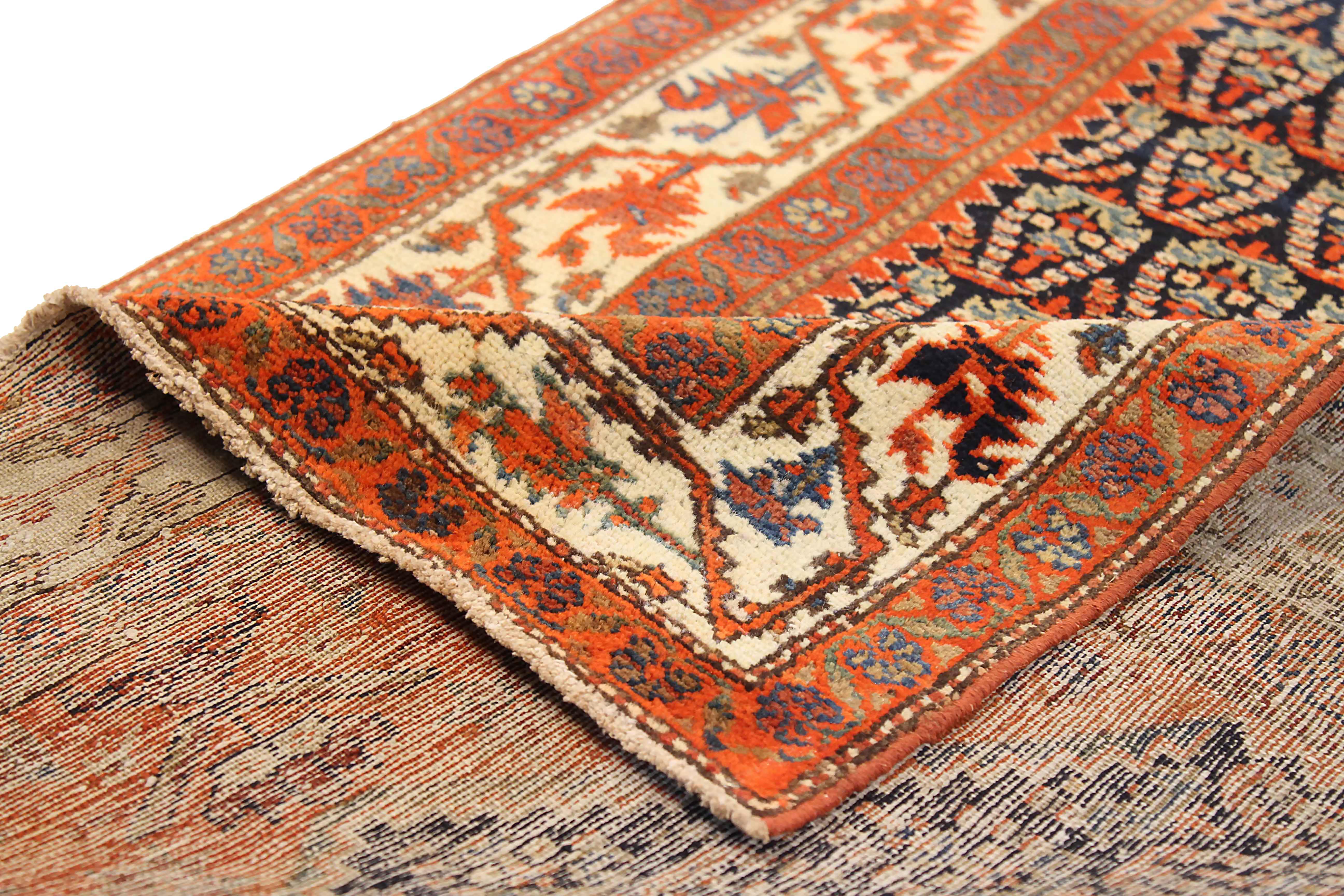 Hand-Woven Antique Persian Runner Rug Malayer Design For Sale