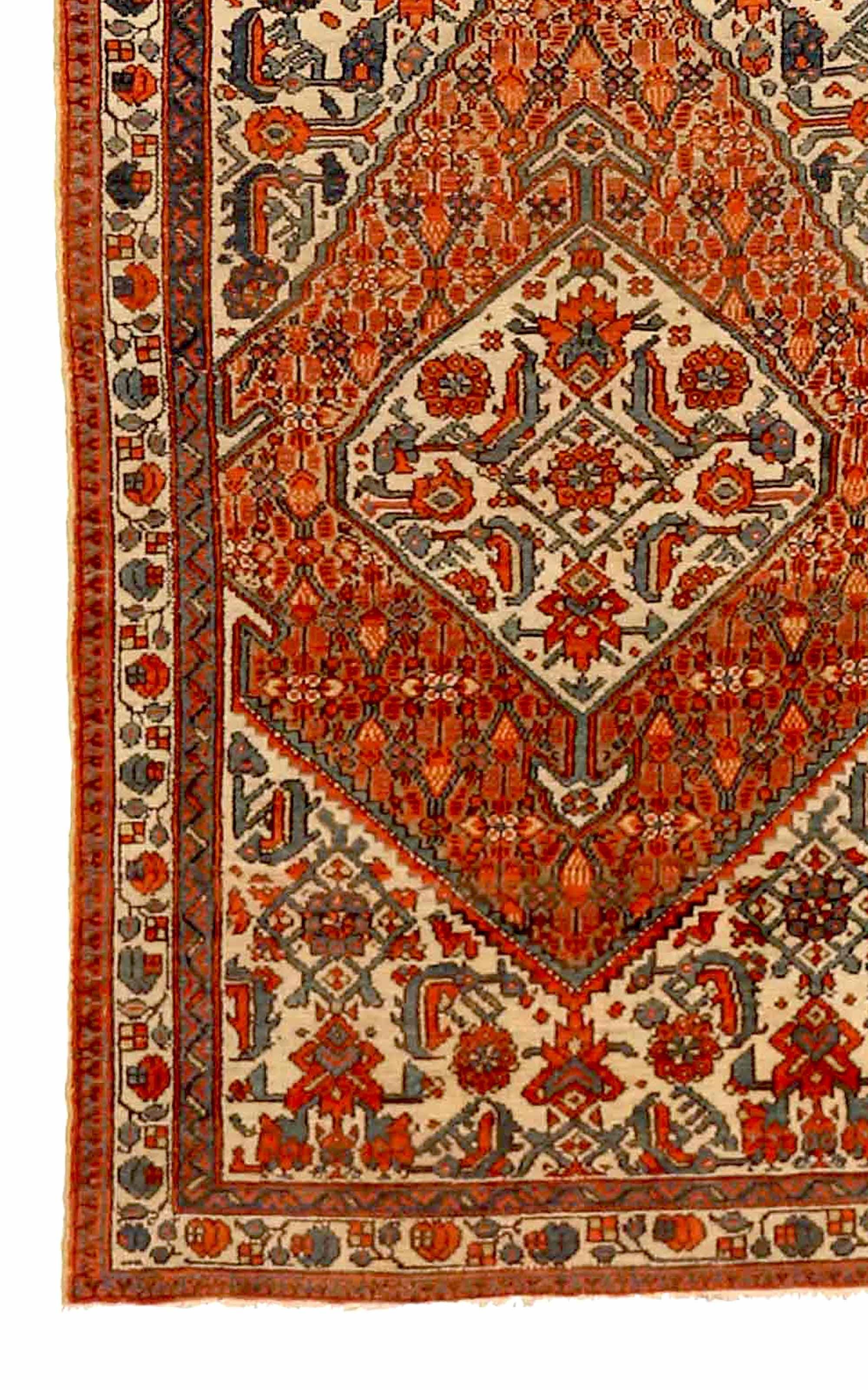 Hand-Woven Antique Persian Runner Rug Malayer Design For Sale