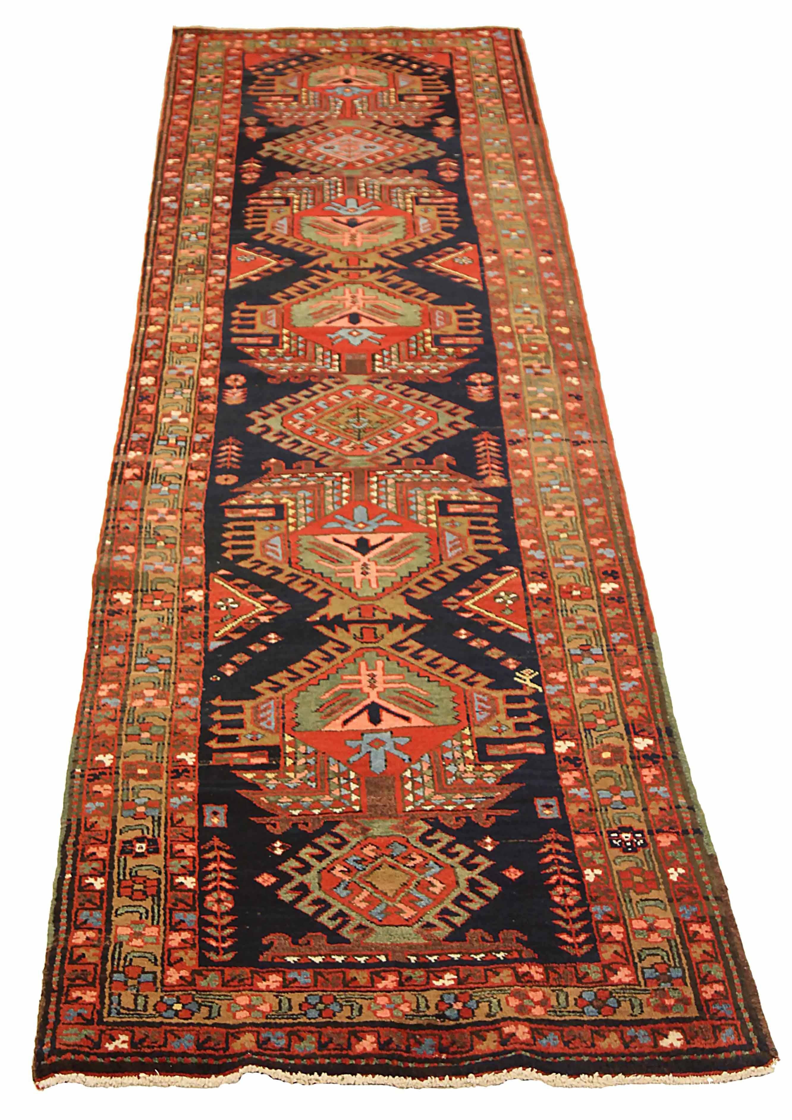 Antique Russian runner rug handwoven from the finest sheep’s wool. It’s colored with all-natural vegetable dyes that are safe for humans and pets. It’s a traditional Saison design handwoven by expert artisans. It’s a lovely runner rug that can be