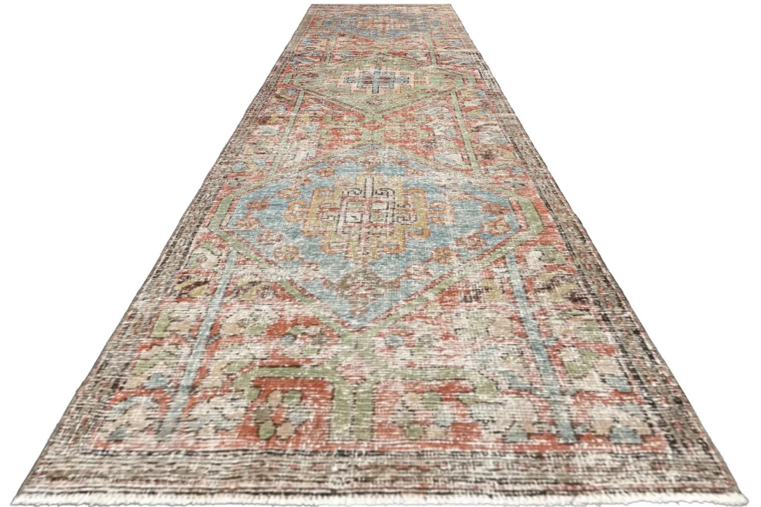 Tribal Antique Persian Runner Rug - Sarab Design For Sale