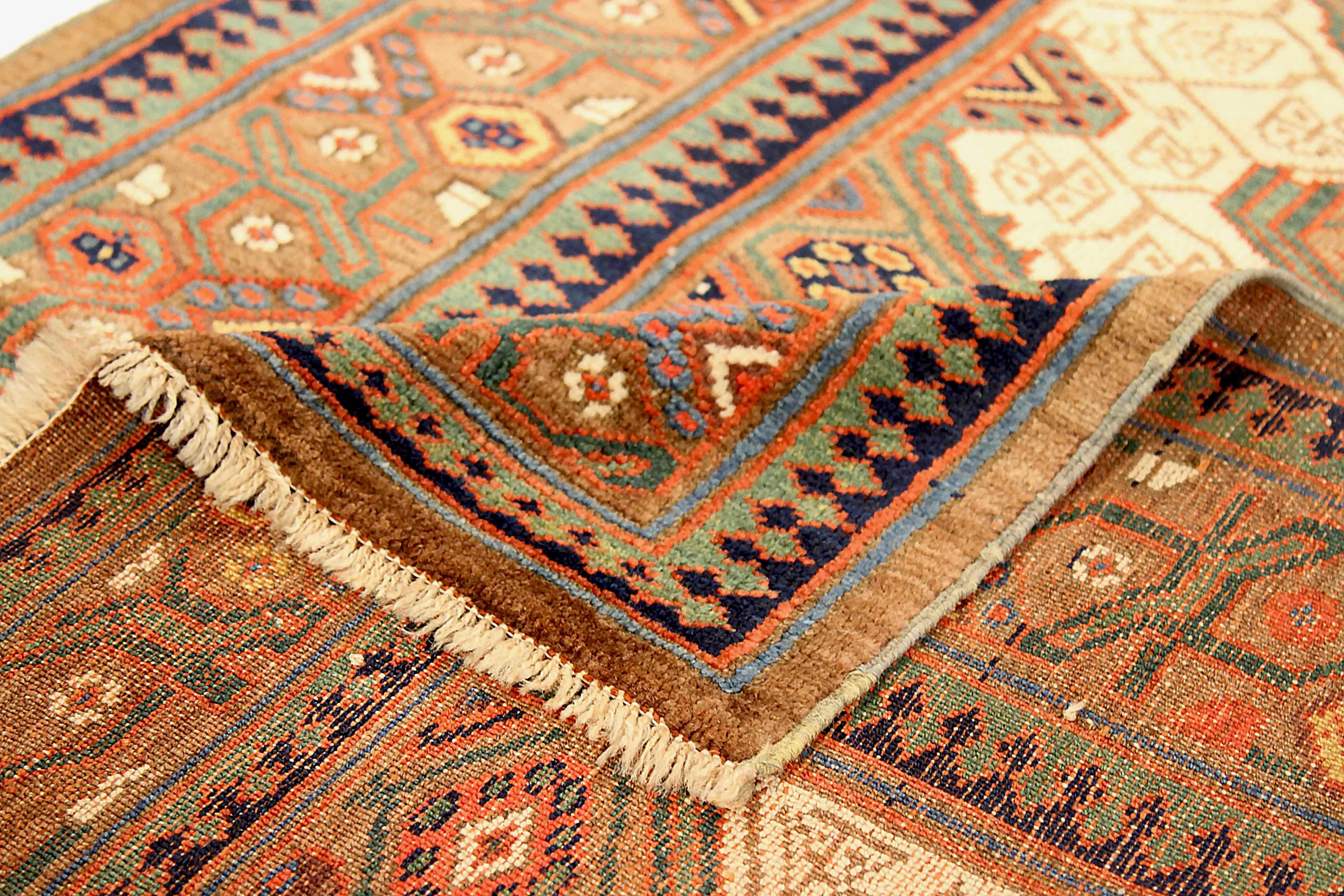 Hand-Woven Antique Persian Runner Rug Sarab Design For Sale