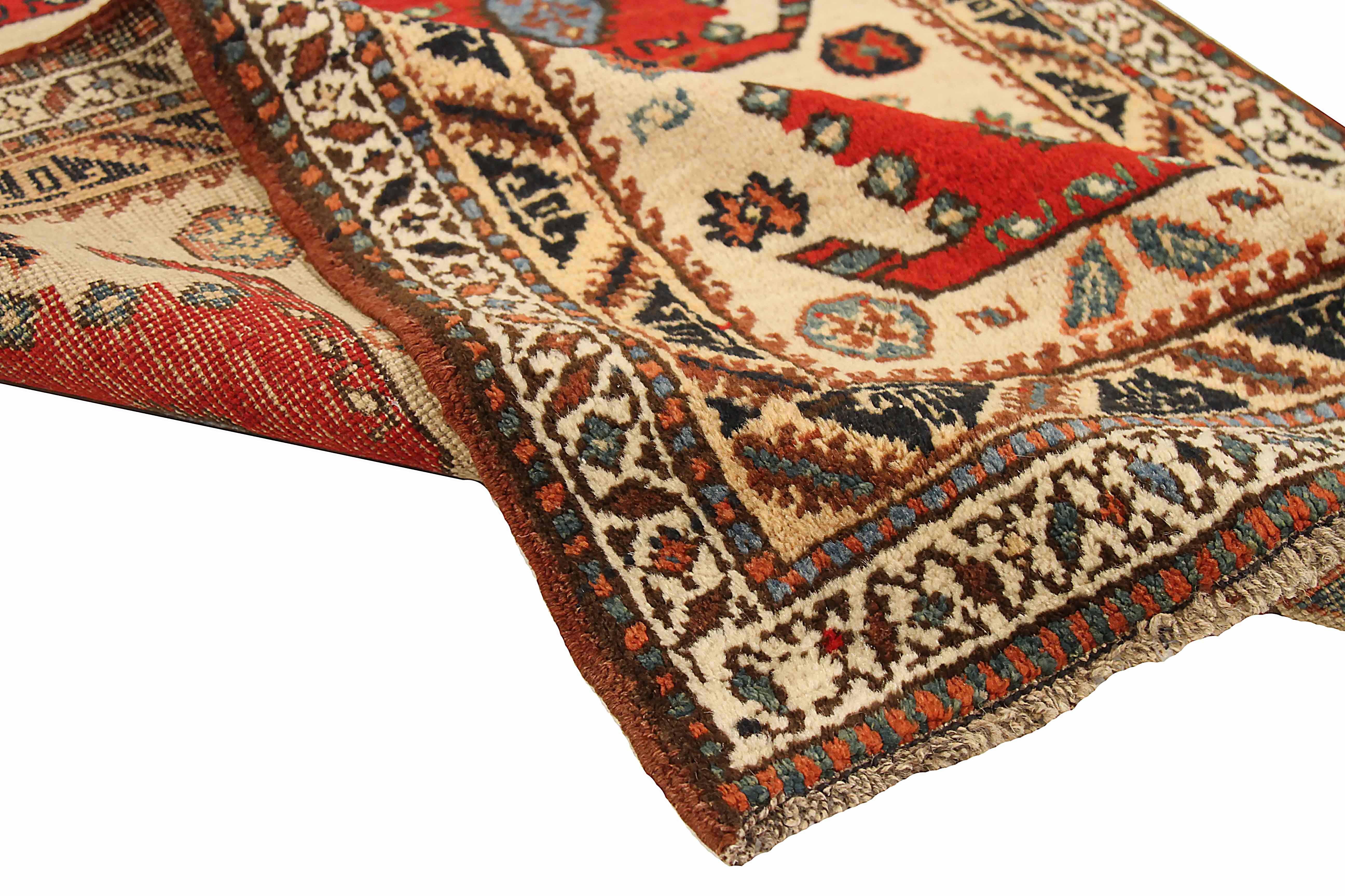 Hand-Woven Antique Persian Runner Rug Sarab Design For Sale