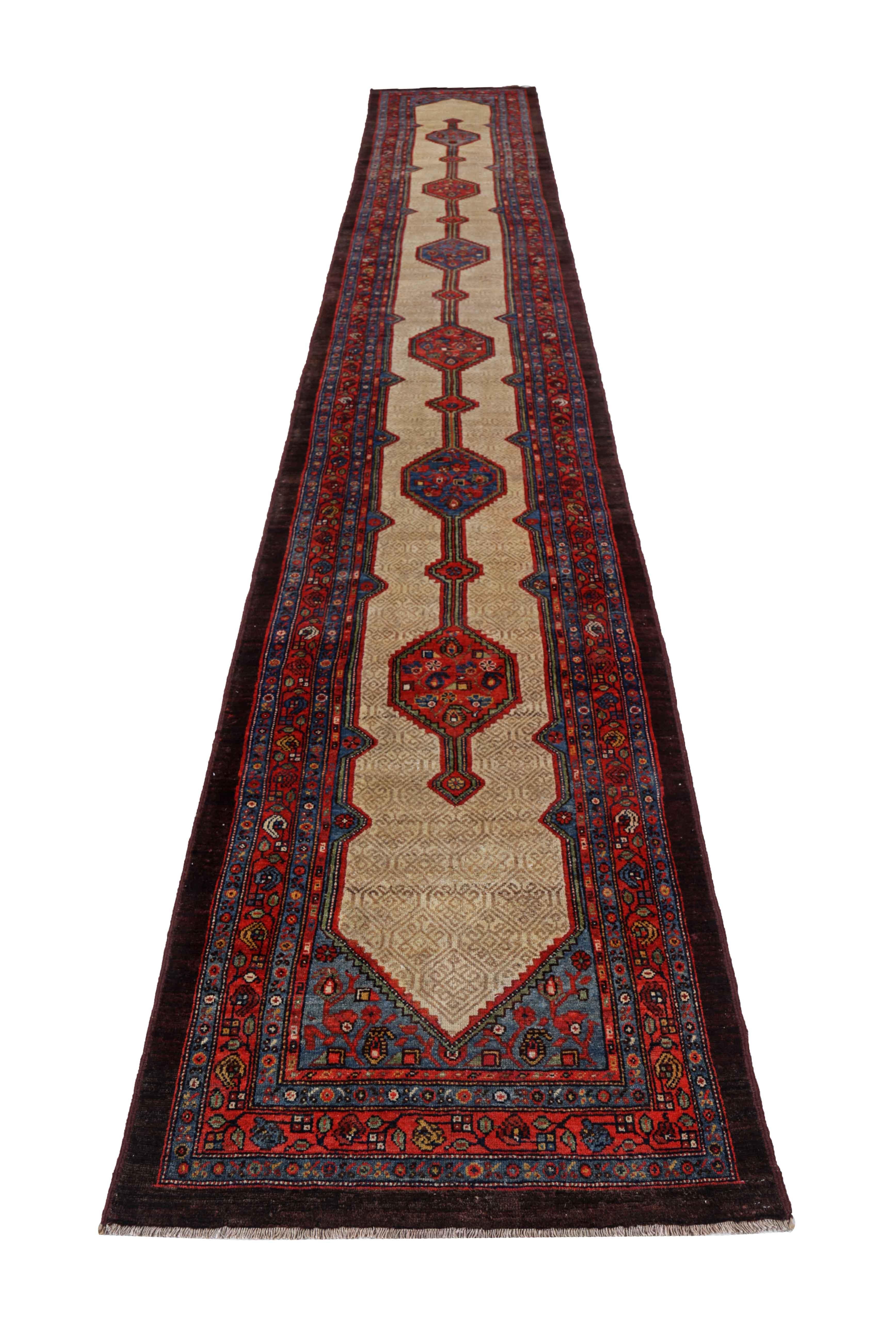 Antique Persian runner rug handwoven from the finest sheep’s wool. It’s colored with all-natural vegetable dyes that are safe for humans and pets. It’s a traditional Sarab design handwoven by expert artisans. It’s a lovely runner rug that can be