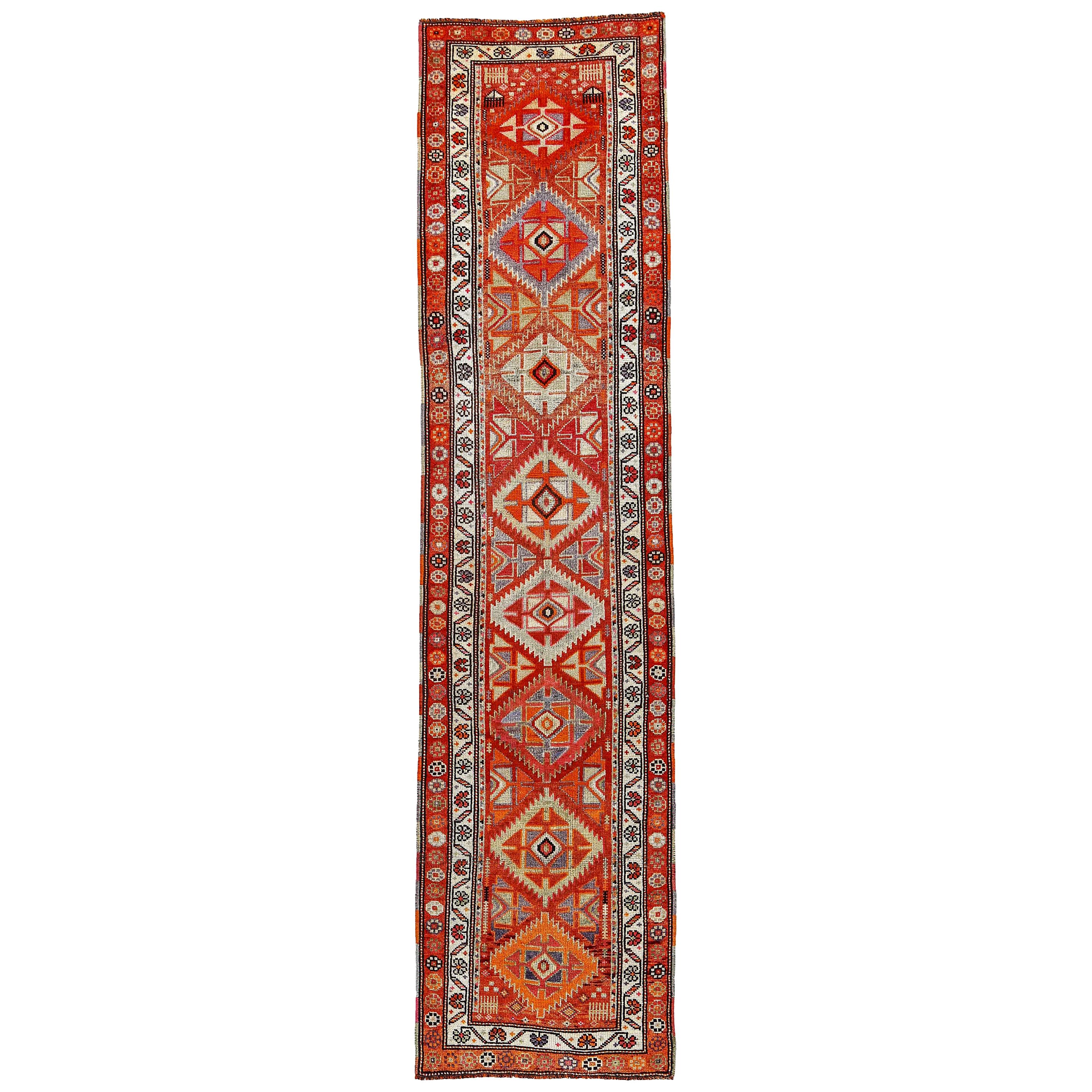 Antique Persian Runner Rug Shiraz Design For Sale