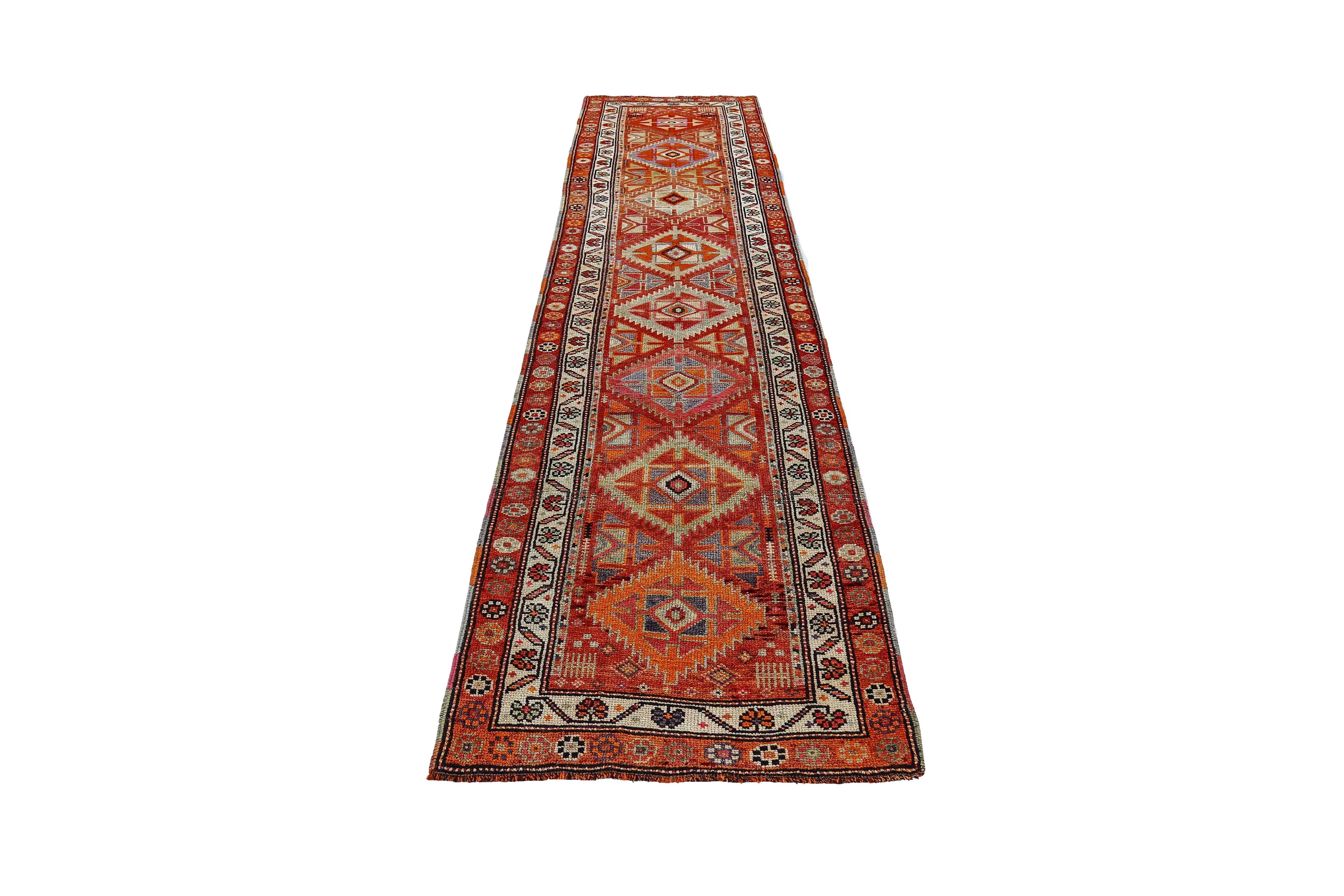 Antique Persian runner rug handwoven from the finest sheep’s wool. It’s colored with all-natural vegetable dyes that are safe for humans and pets. It’s a traditional Shiraz design handwoven by expert artisans. It’s a lovely runner rug that can be