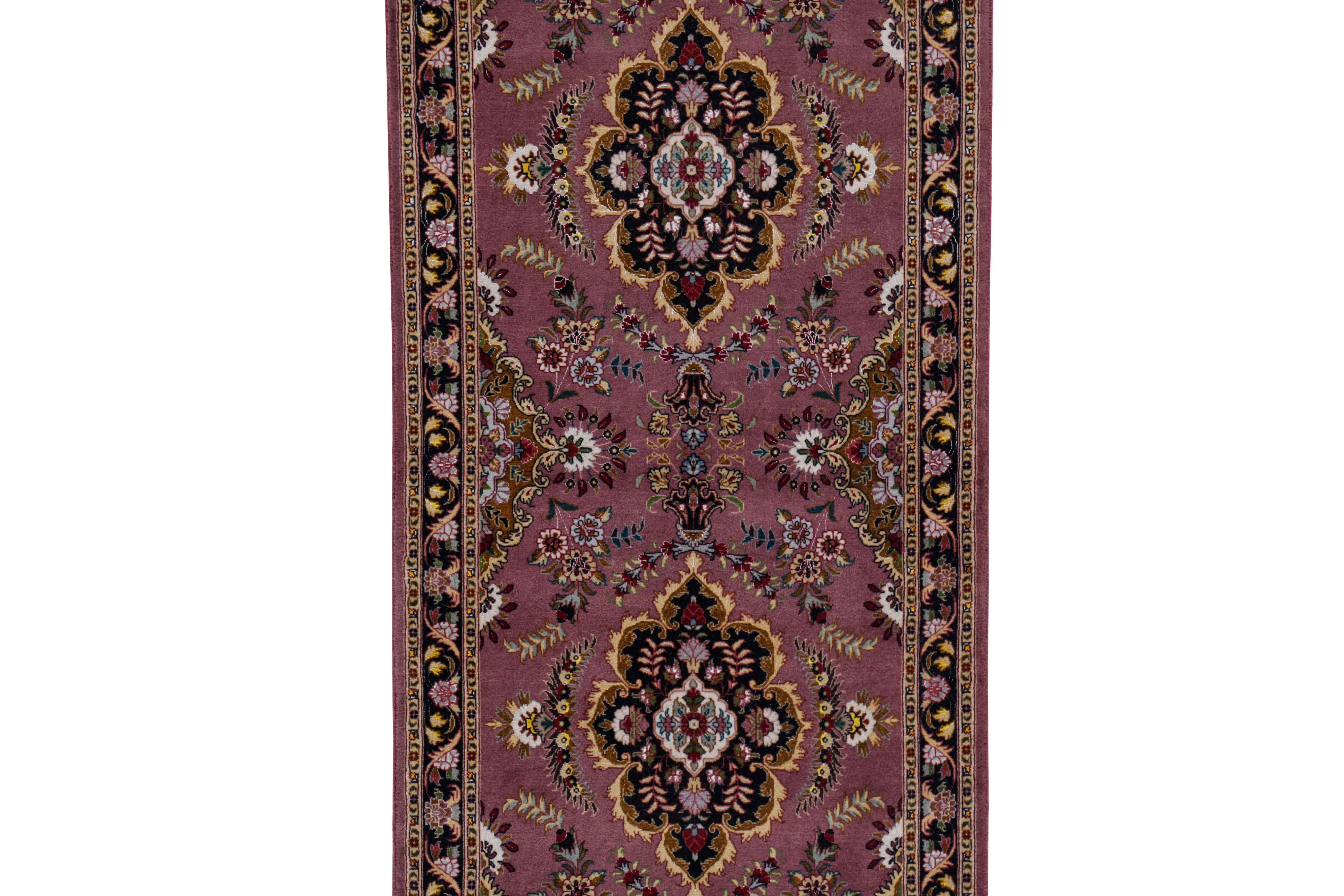 Hand-Woven Antique Persian Runner Rug Tabriz Design For Sale