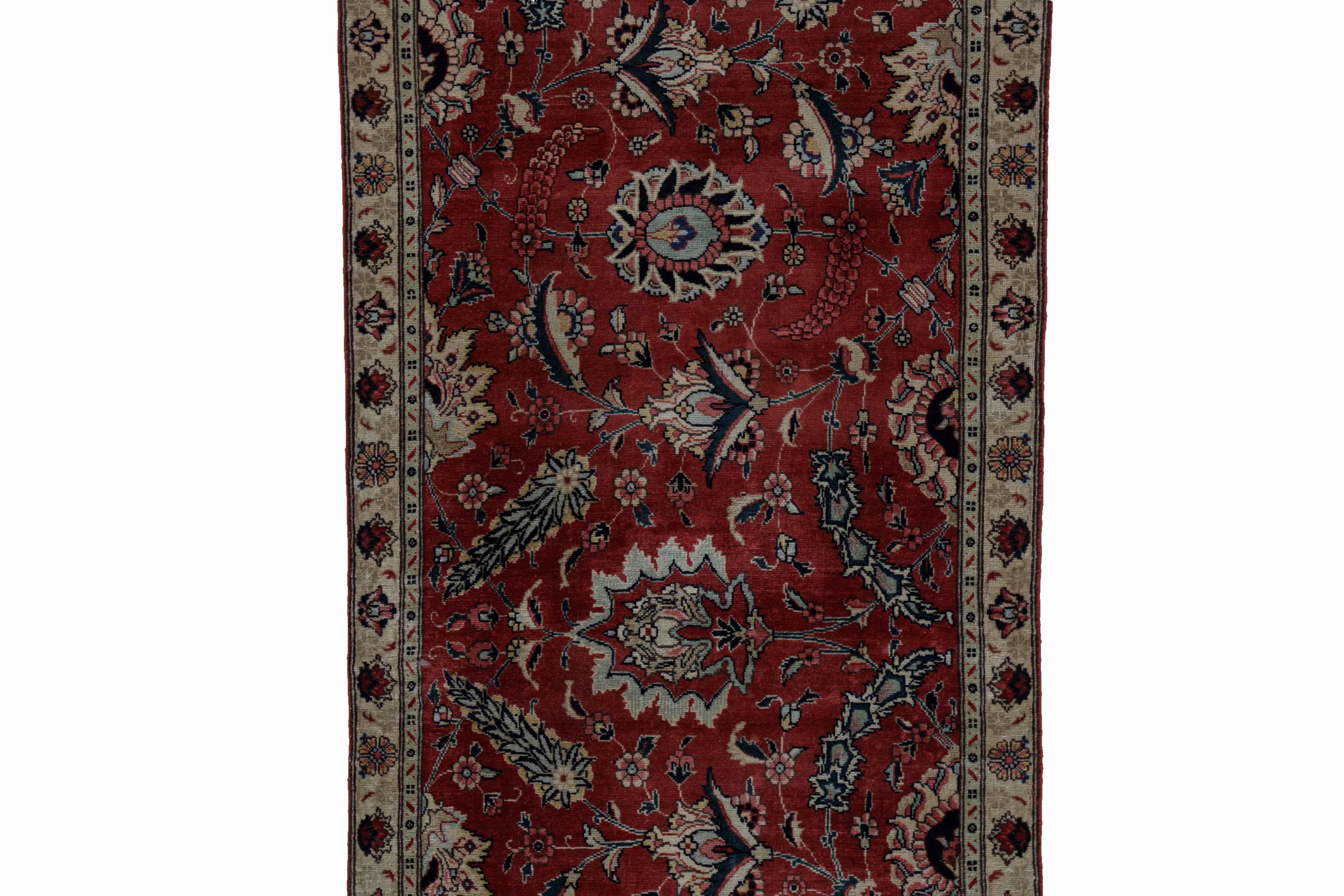 Hand-Woven Antique Persian Runner Rug Tabriz Design For Sale