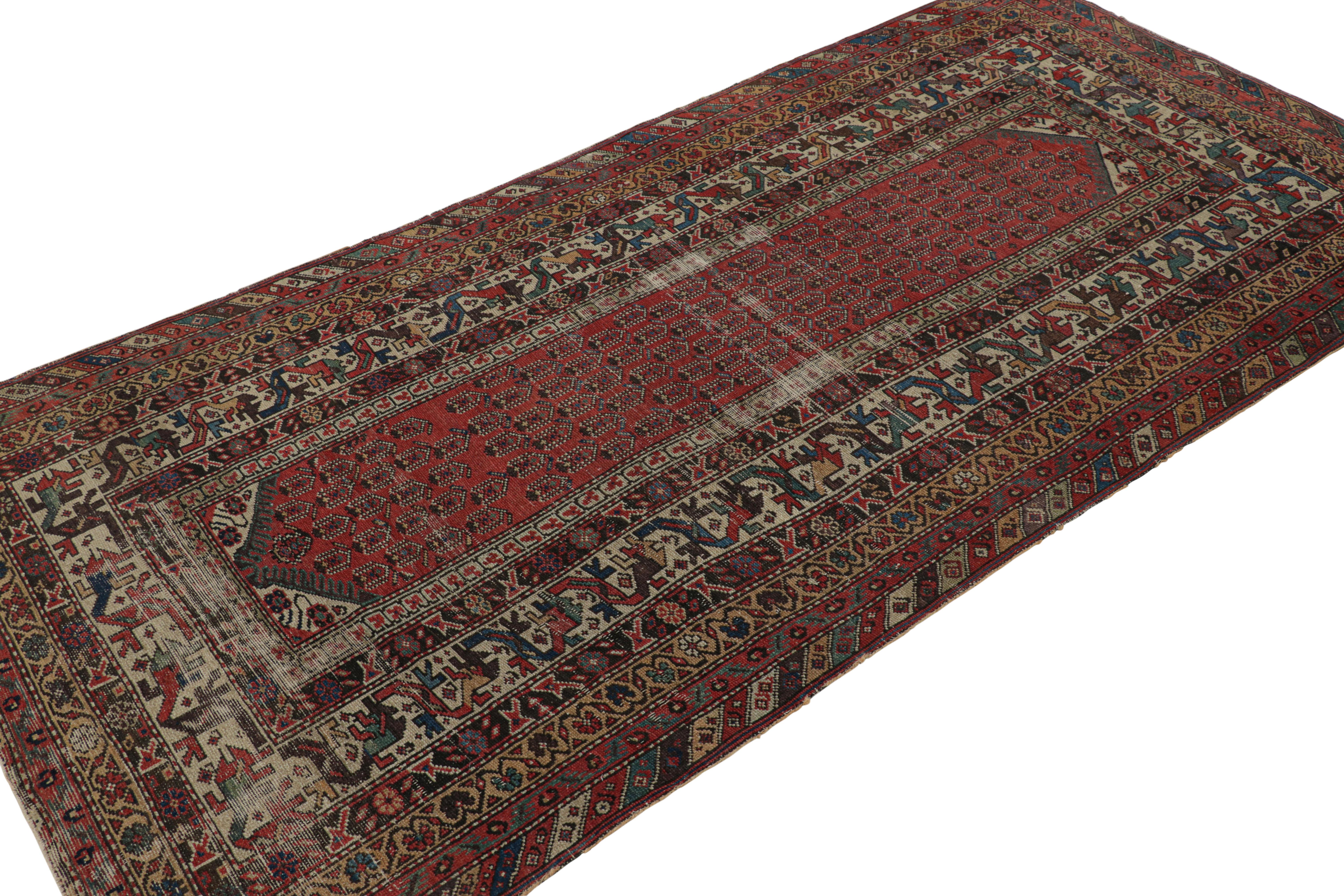 Antique Persian Runner Rug with Polychromatic Geometric Pattern from Rug & Kilim In Good Condition For Sale In Long Island City, NY