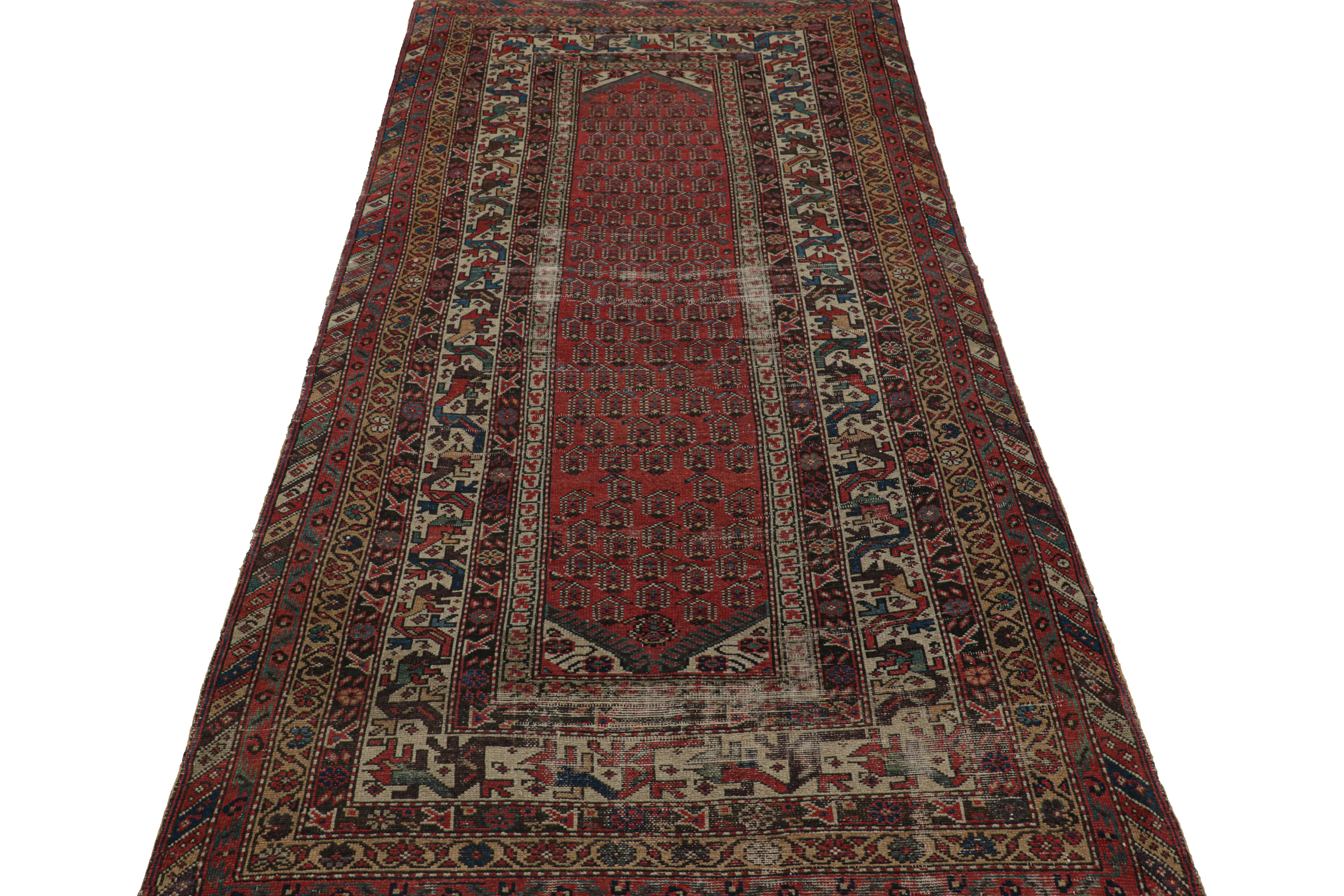 Early 20th Century Antique Persian Runner Rug with Polychromatic Geometric Pattern from Rug & Kilim For Sale