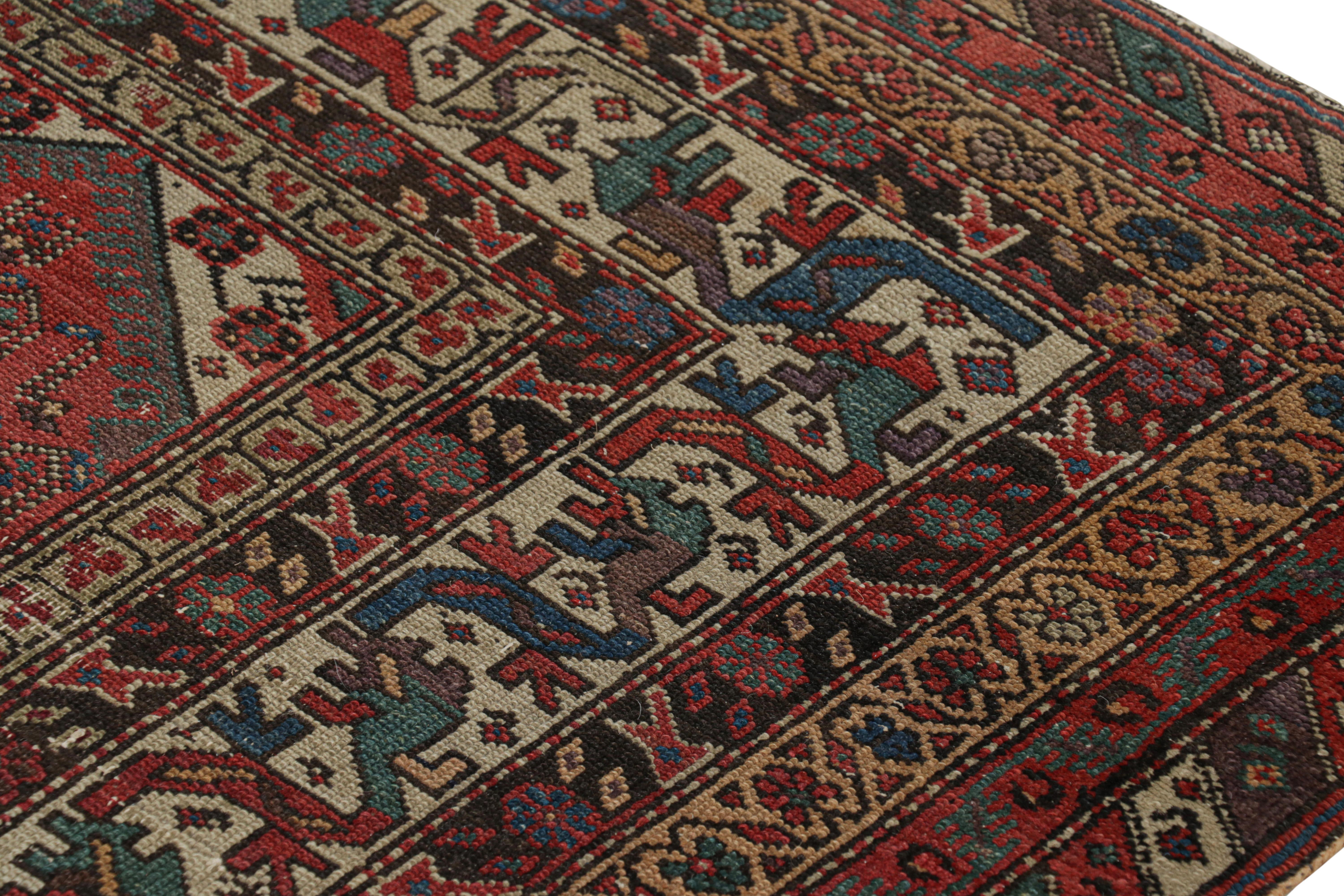 Wool Antique Persian Runner Rug with Polychromatic Geometric Pattern from Rug & Kilim For Sale