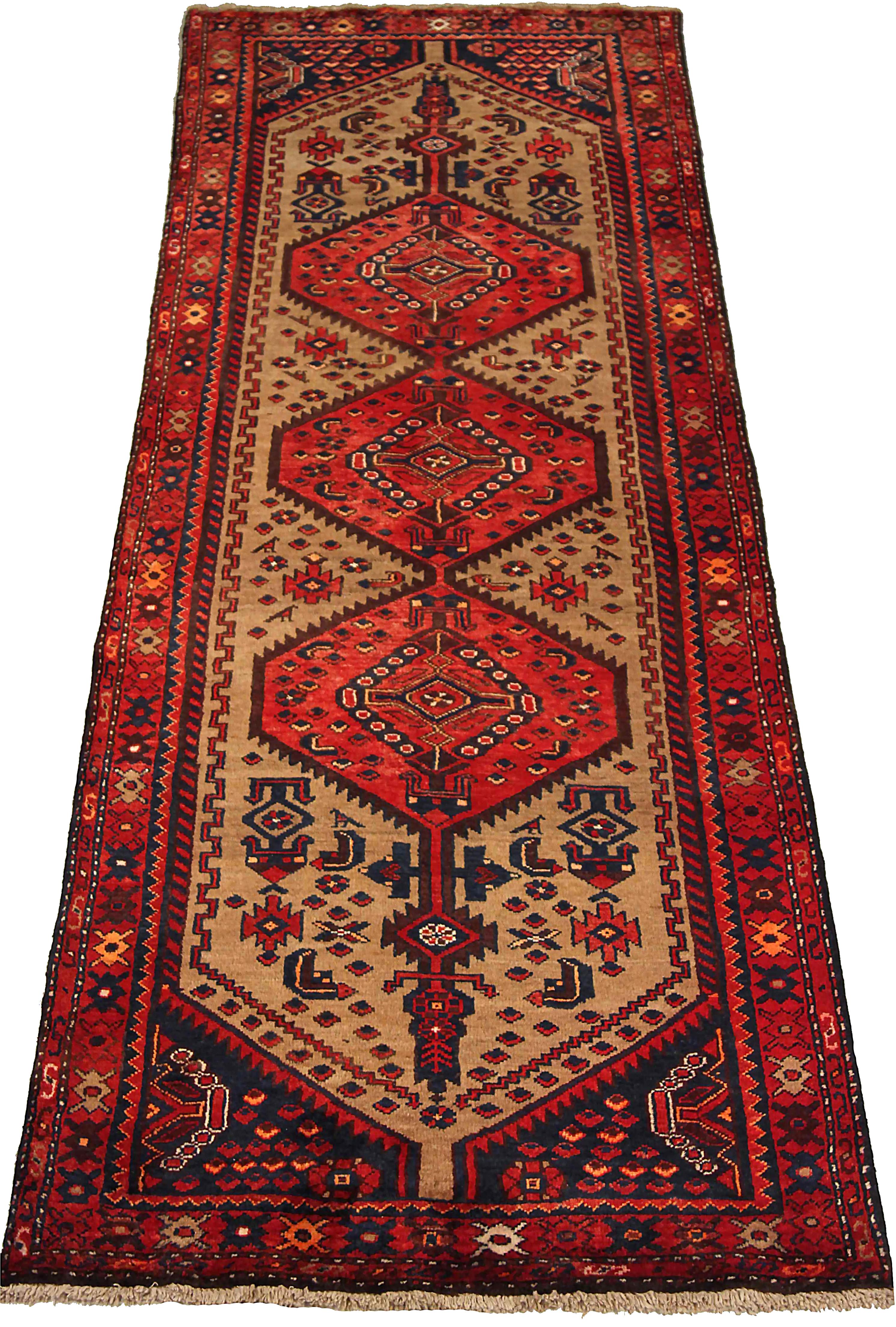 Antique Persian runner rug handwoven from the finest sheep’s wool. It’s colored with all-natural vegetable dyes that are safe for humans and pets. It’s a traditional Zanjan design handwoven by expert artisans. It’s a lovely runner rug that can be