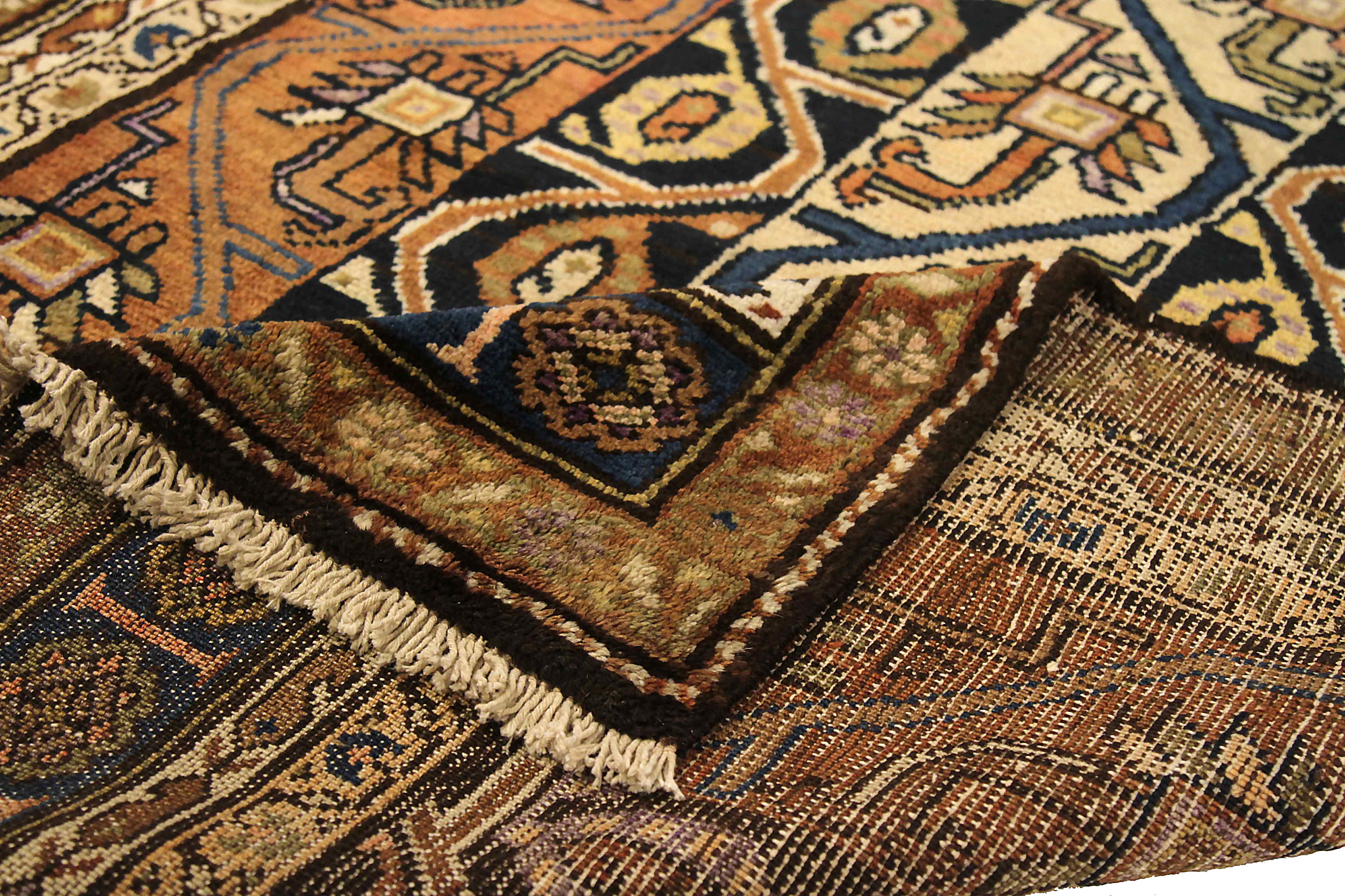 Hand-Woven Antique Persian Runner Rug Zanjan Design