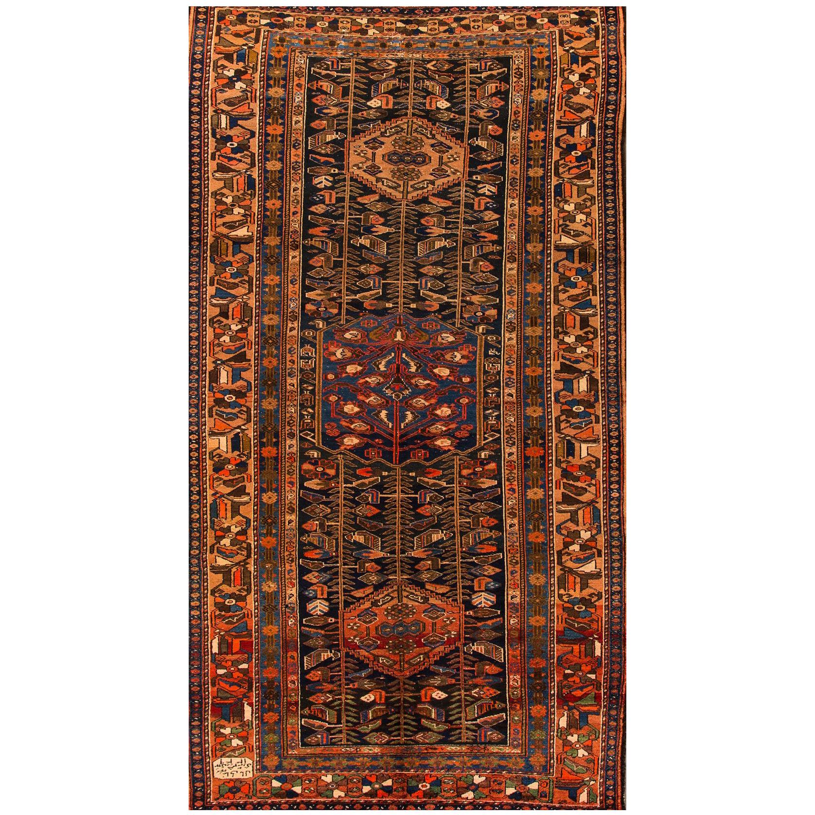 Antique Persian Rust or Blue Rug For Sale