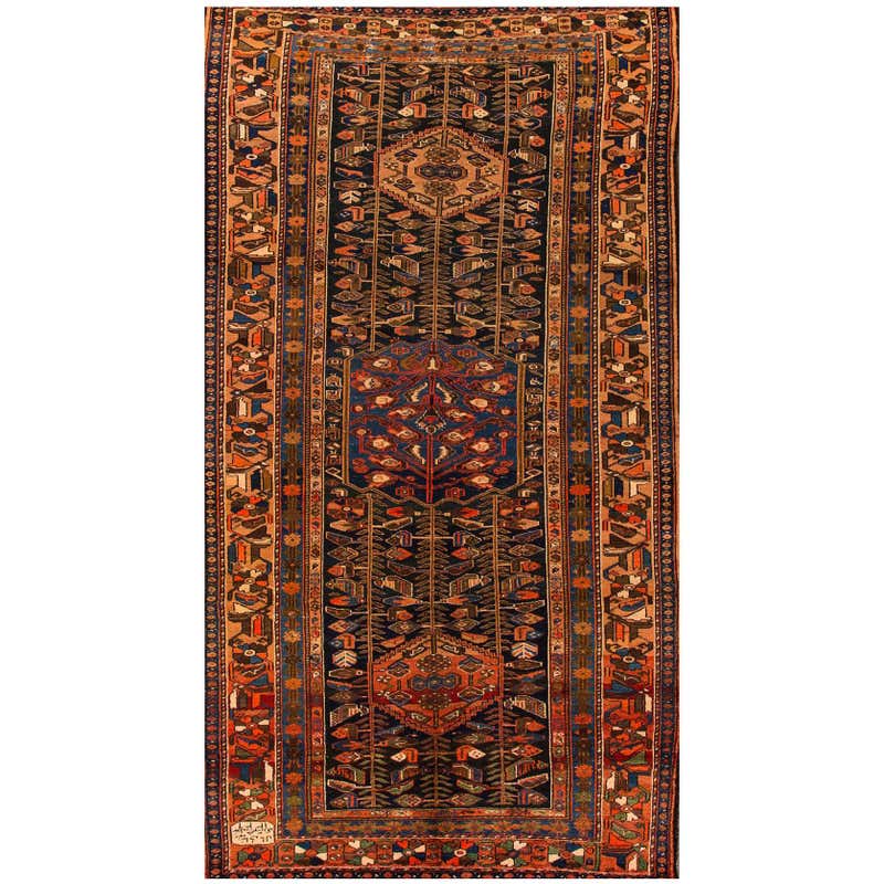 Vinatge Rust/Teal Persian Rug For Sale at 1stDibs | rust and teal rug ...
