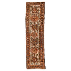 Antique Persian Rust Orange Ivory Brown Tribal Karaja Narrow Runner