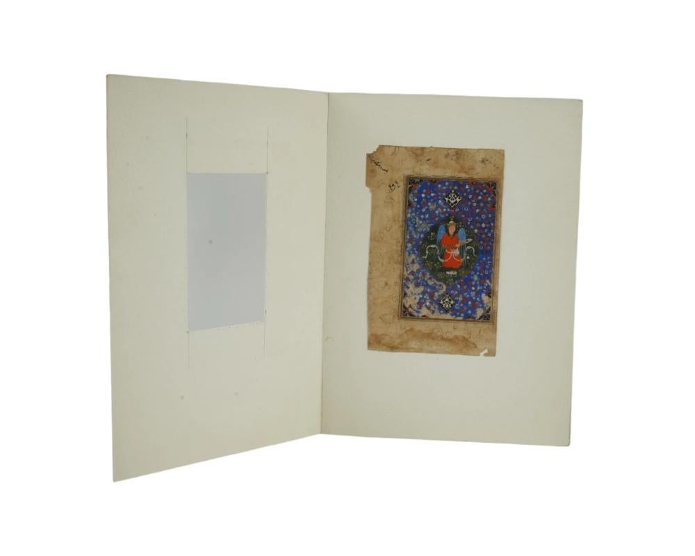 Antique Persian Safavid Miniature Painting Archangel Michael In Good Condition For Sale In New York, NY