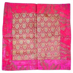 Antiguo Tapiz de Seda Textil Persa Safávida