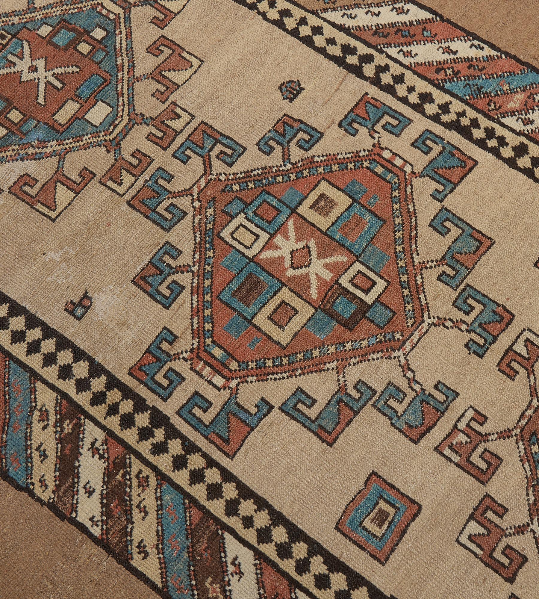 Hand-Knotted Antique Persian Sandy-Brown Wool Serab Runner For Sale