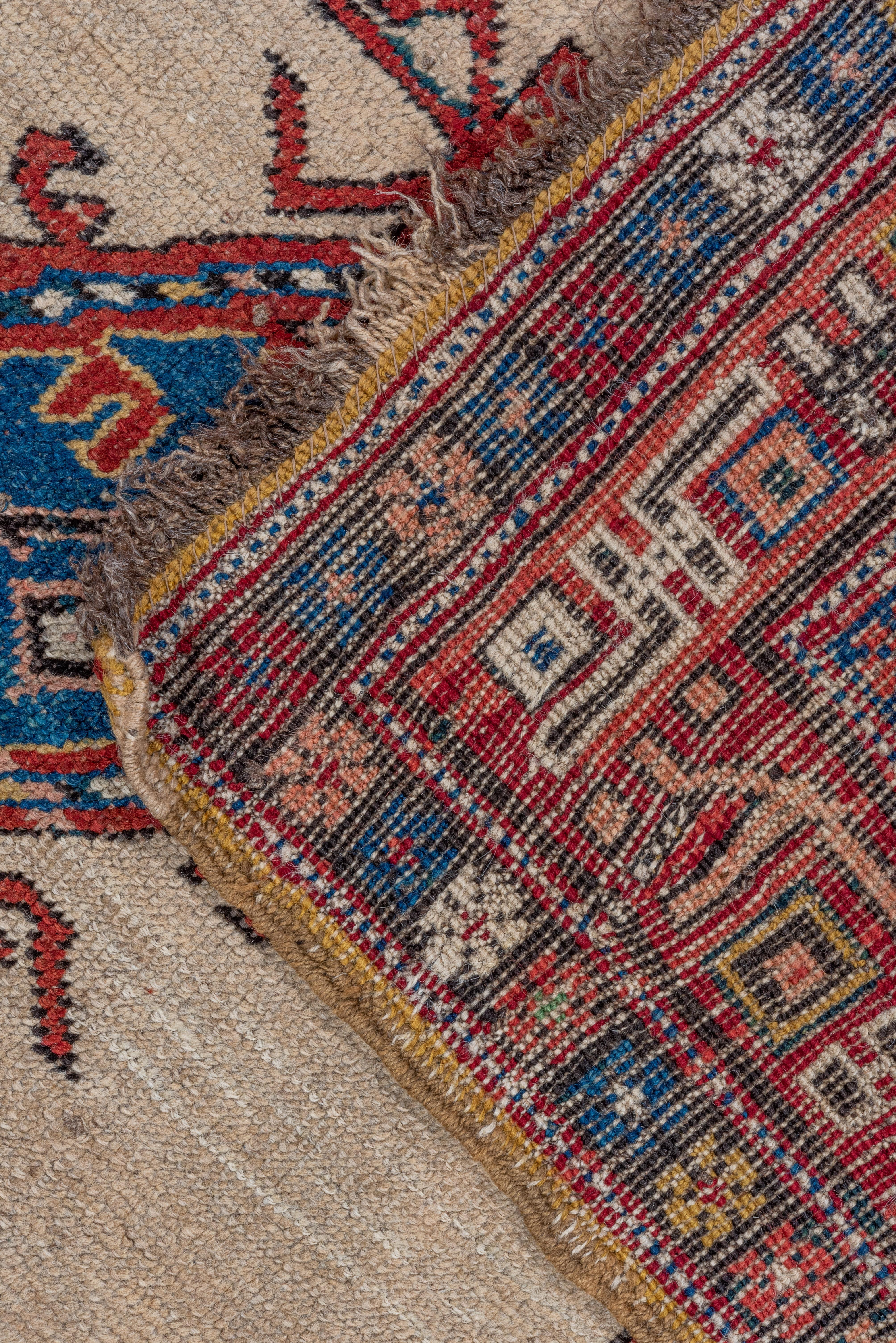 Wool Antique Persian Sarab Area Rug, Blue Borders, circa 1934