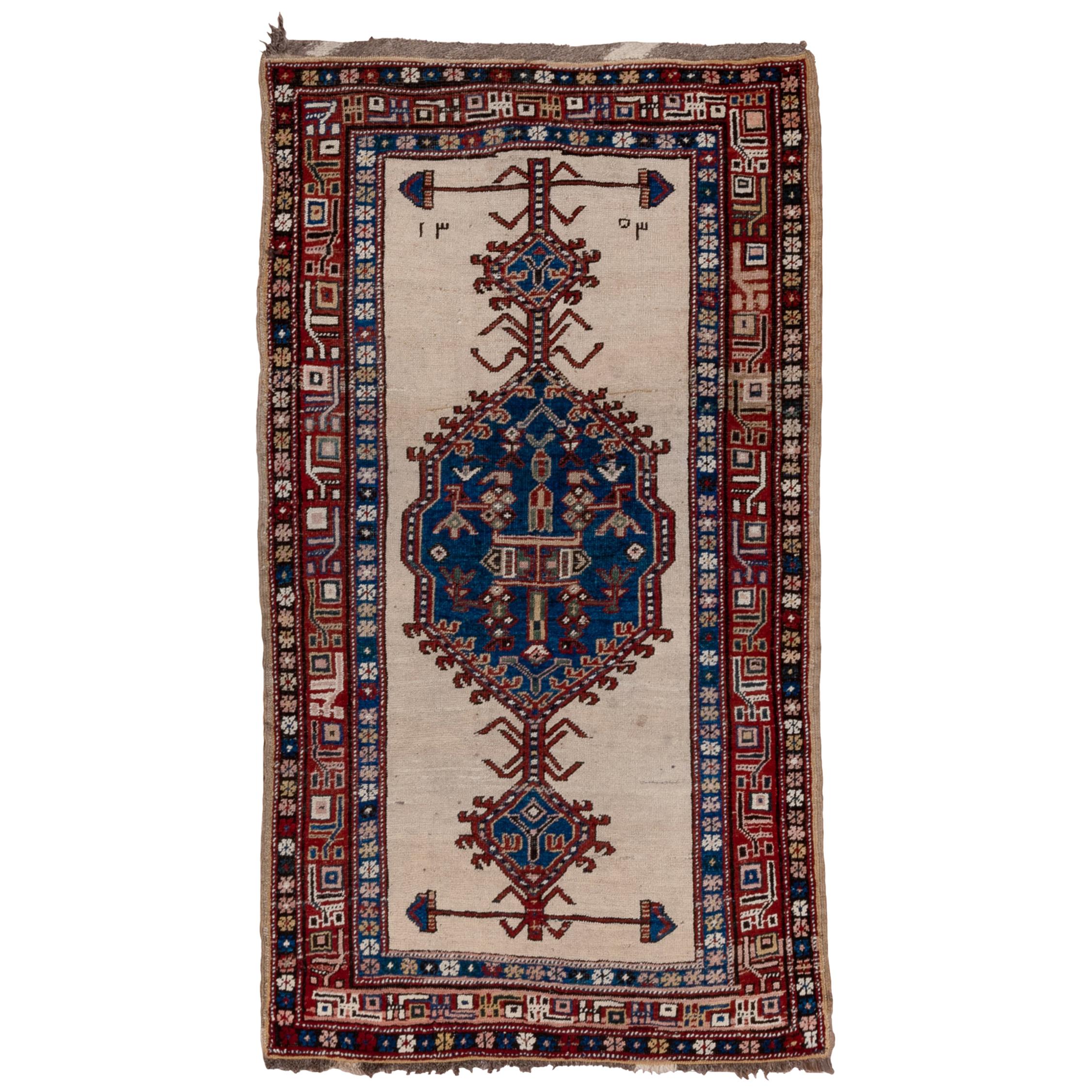 Antiker persischer Sarab-Teppich, blaue Bordüren, um 1934