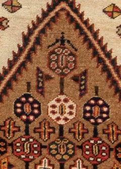Antique Persian Sarab Beige, Brown Handmade Wool Runner by Doris Leslie Blau