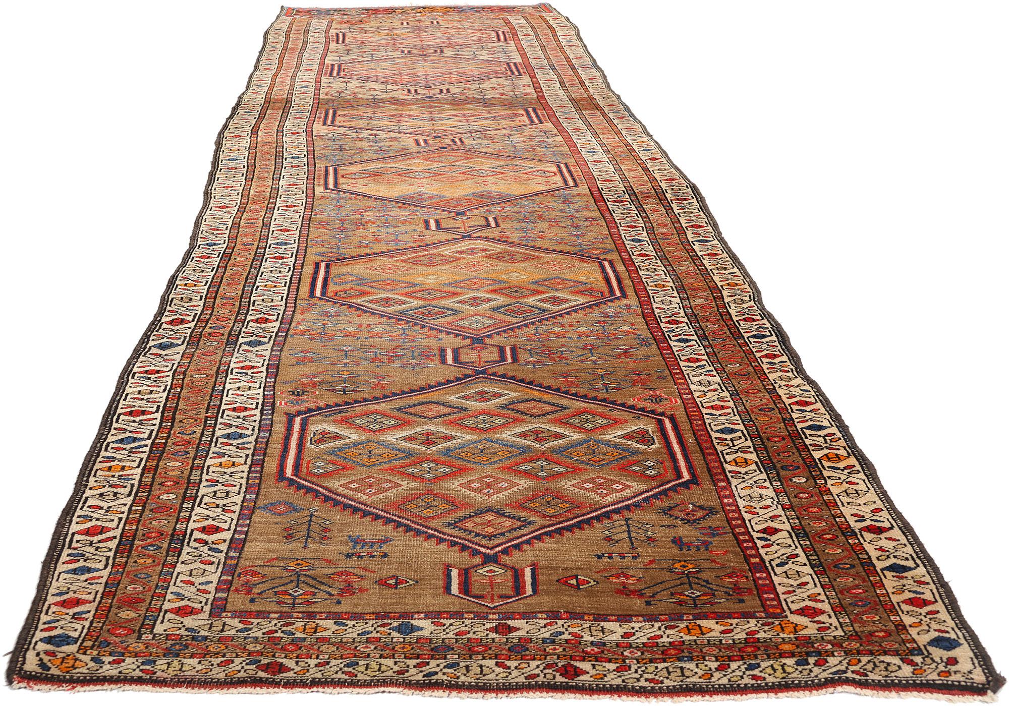 Malayer Antique Persian Sarab Rug Carpet, 04'01 x 15'01 For Sale