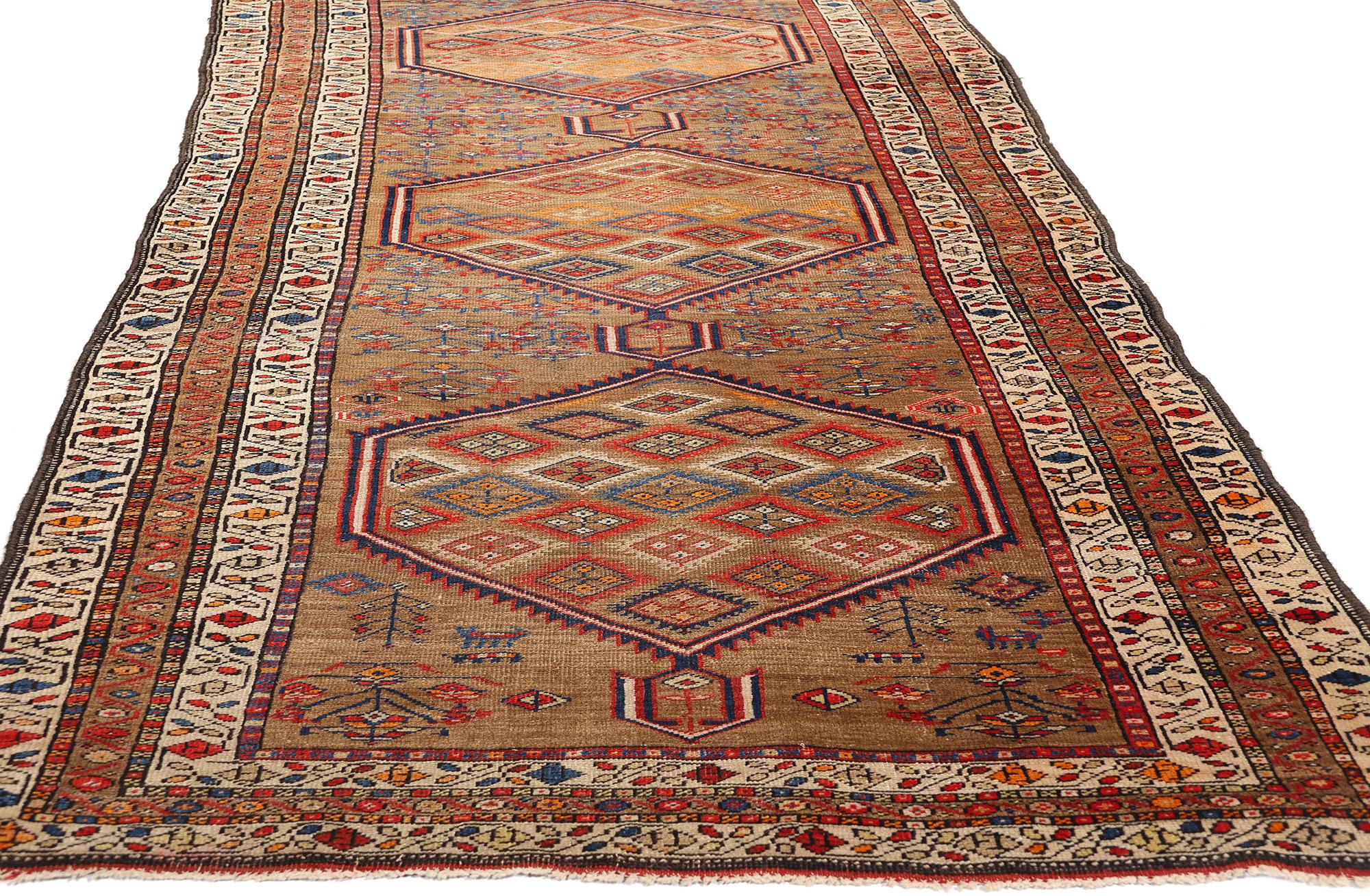 Hand-Knotted Antique Persian Sarab Rug Carpet, 04'01 x 15'01 For Sale