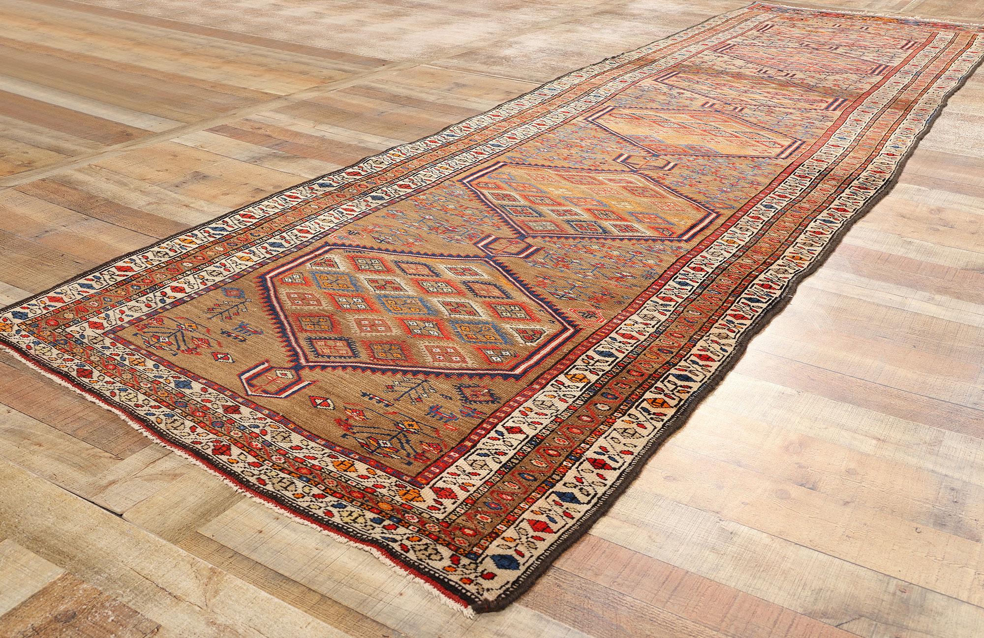 Wool Antique Persian Sarab Rug Carpet, 04'01 x 15'01 For Sale