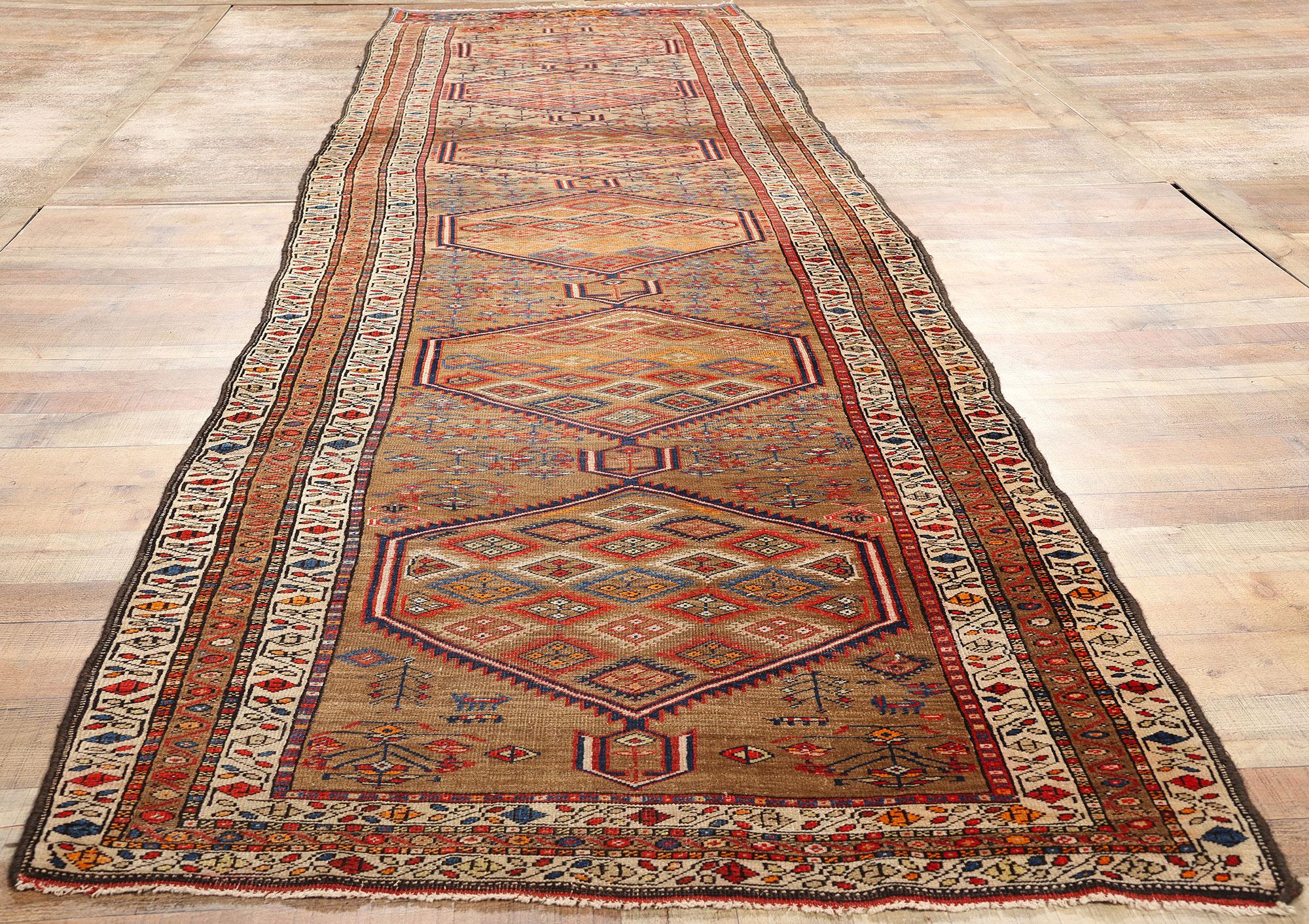 Laine Tapis persan ancien Sarab, 04'01 x 15'01 en vente