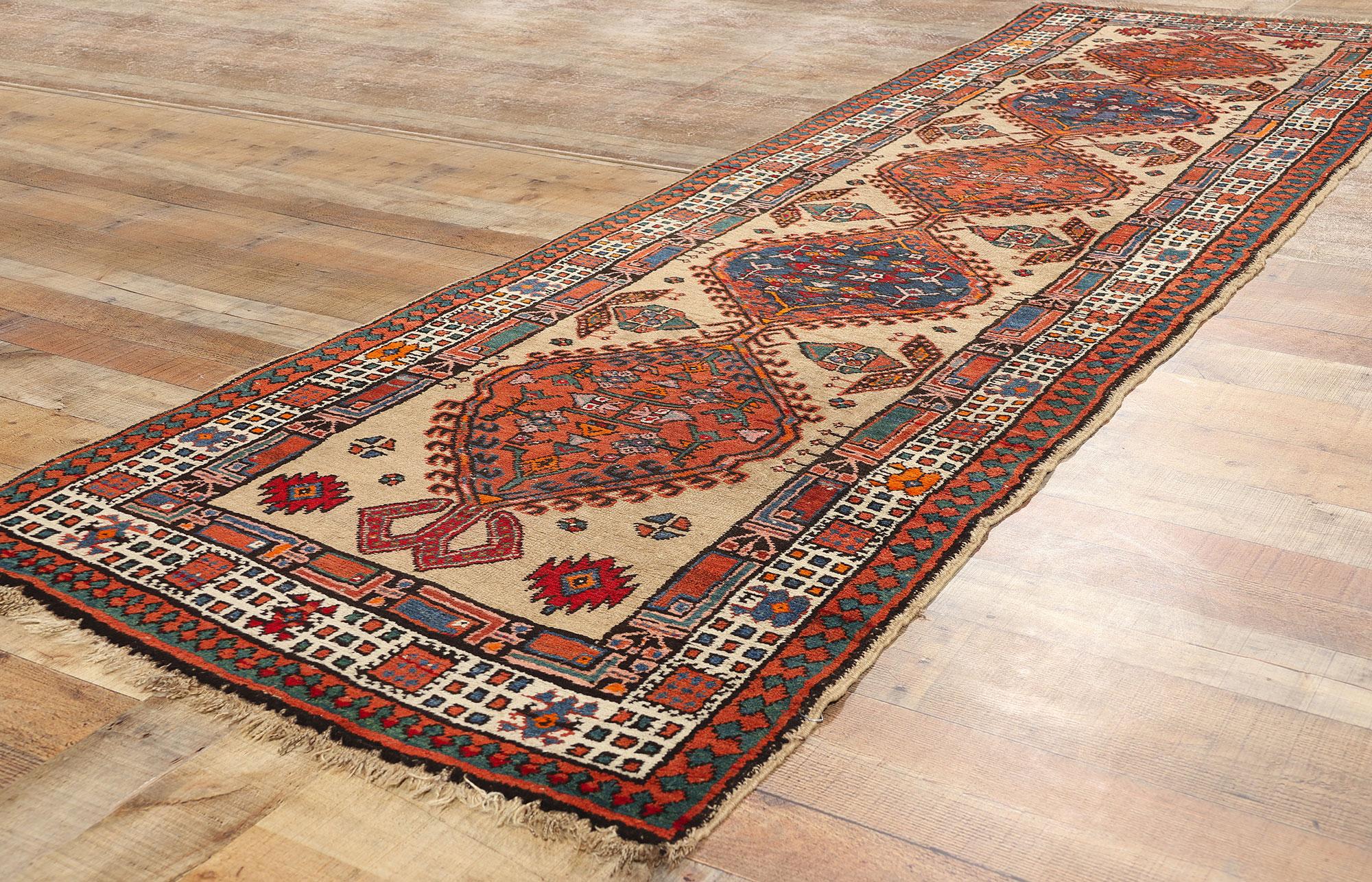 Wool Antique Persian Sarab Rug Carpet Runner, 03’02 x 10’10 For Sale