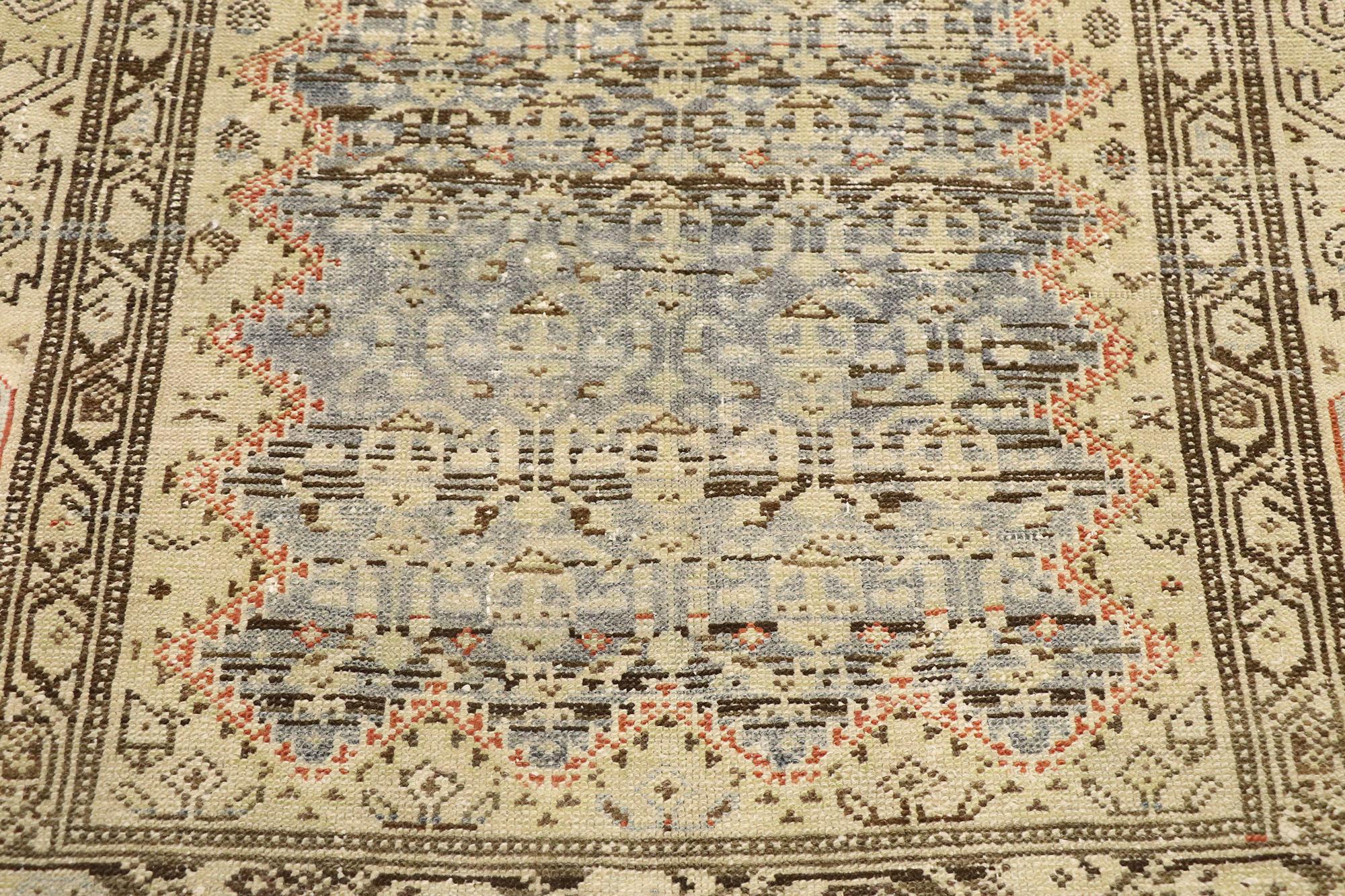 Malayer Antique Persian Sarab Rug Runner, Laid-Back Luxury Meets Faded Glamour For Sale