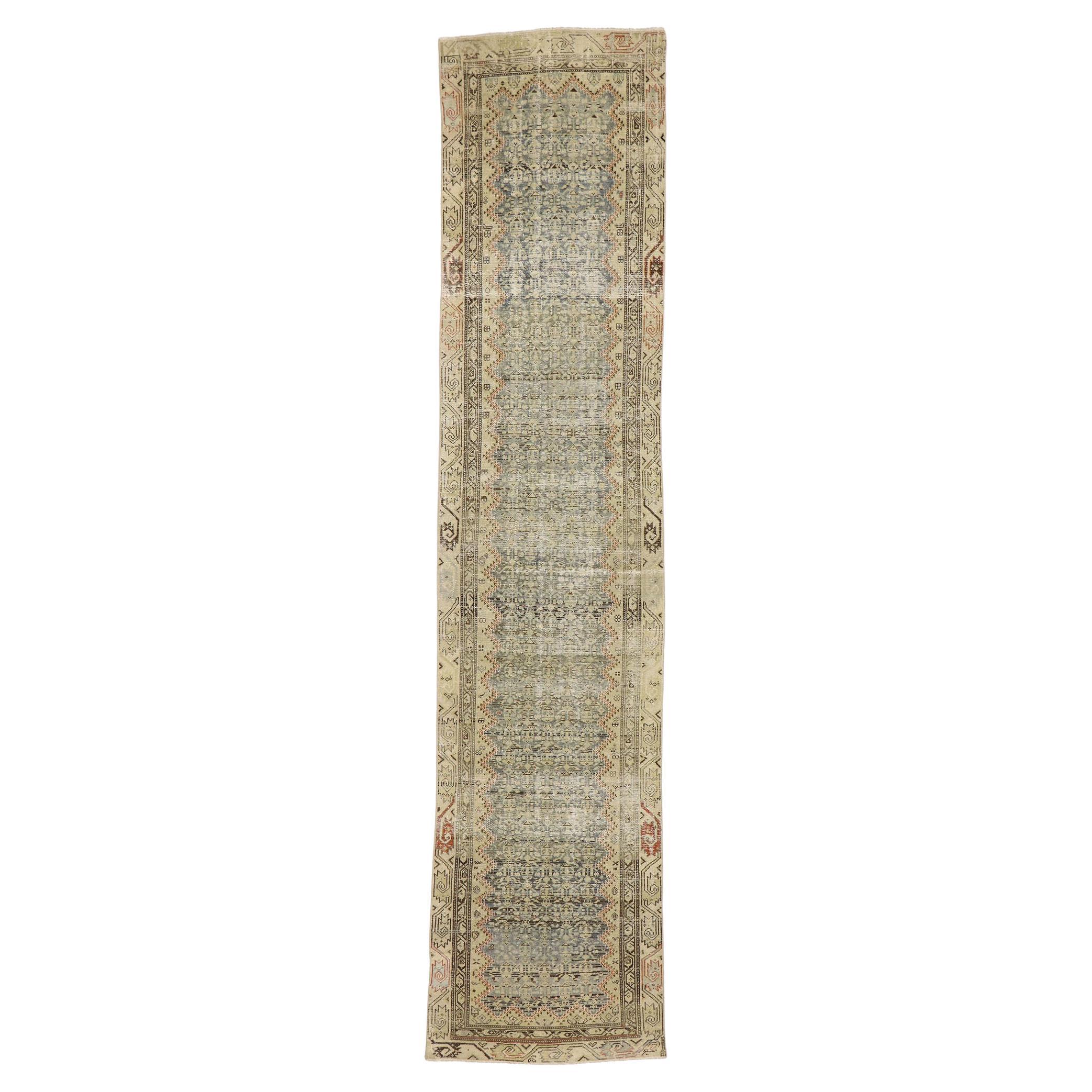Antique Persian Sarab Rug Runner, Laid-Back Luxury Meets Faded Glamour For Sale