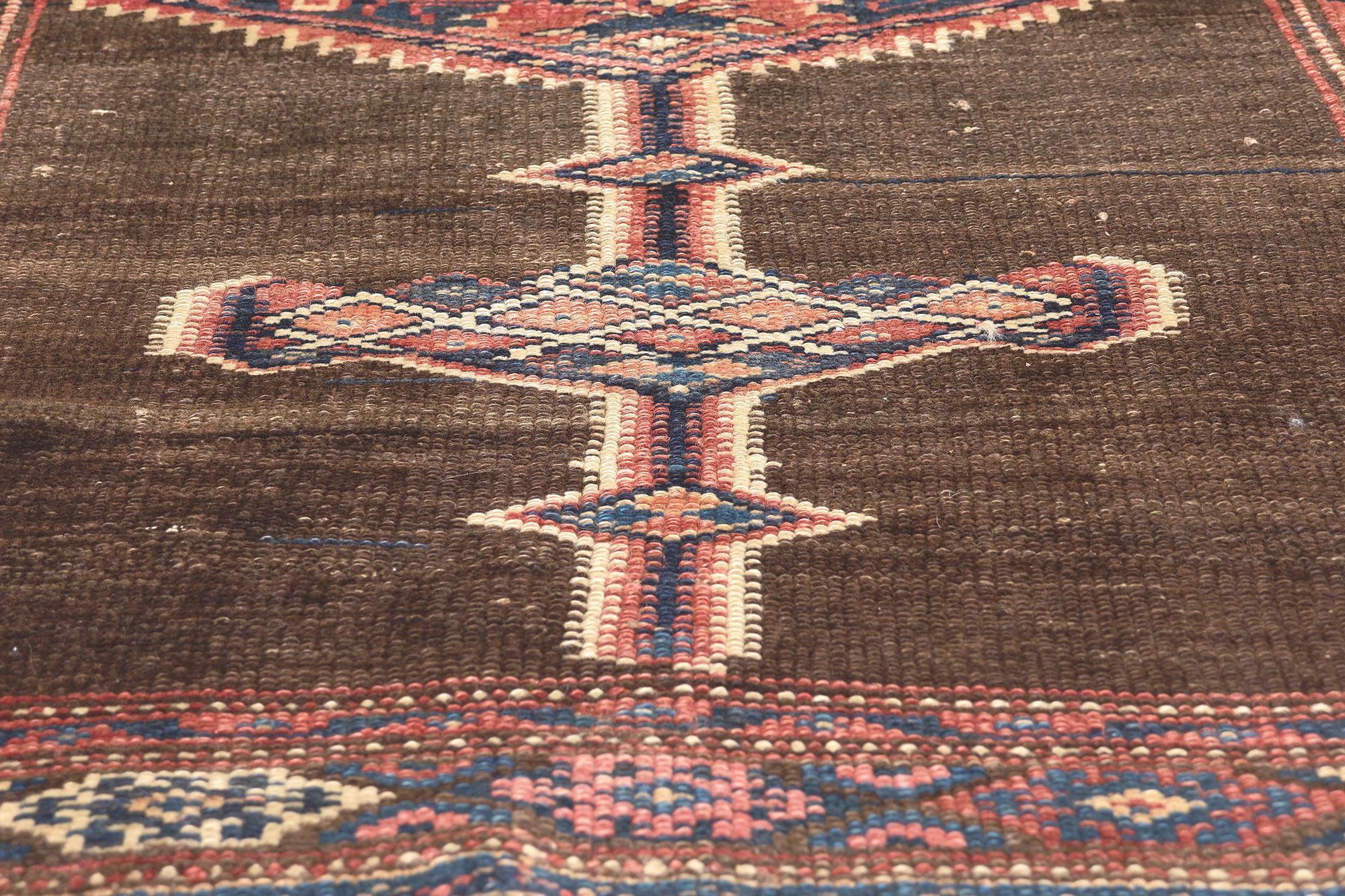Antique Persian Sarab Rug Runner, Natural Elegance Meets Tribal Style In Distressed Condition For Sale In Dallas, TX