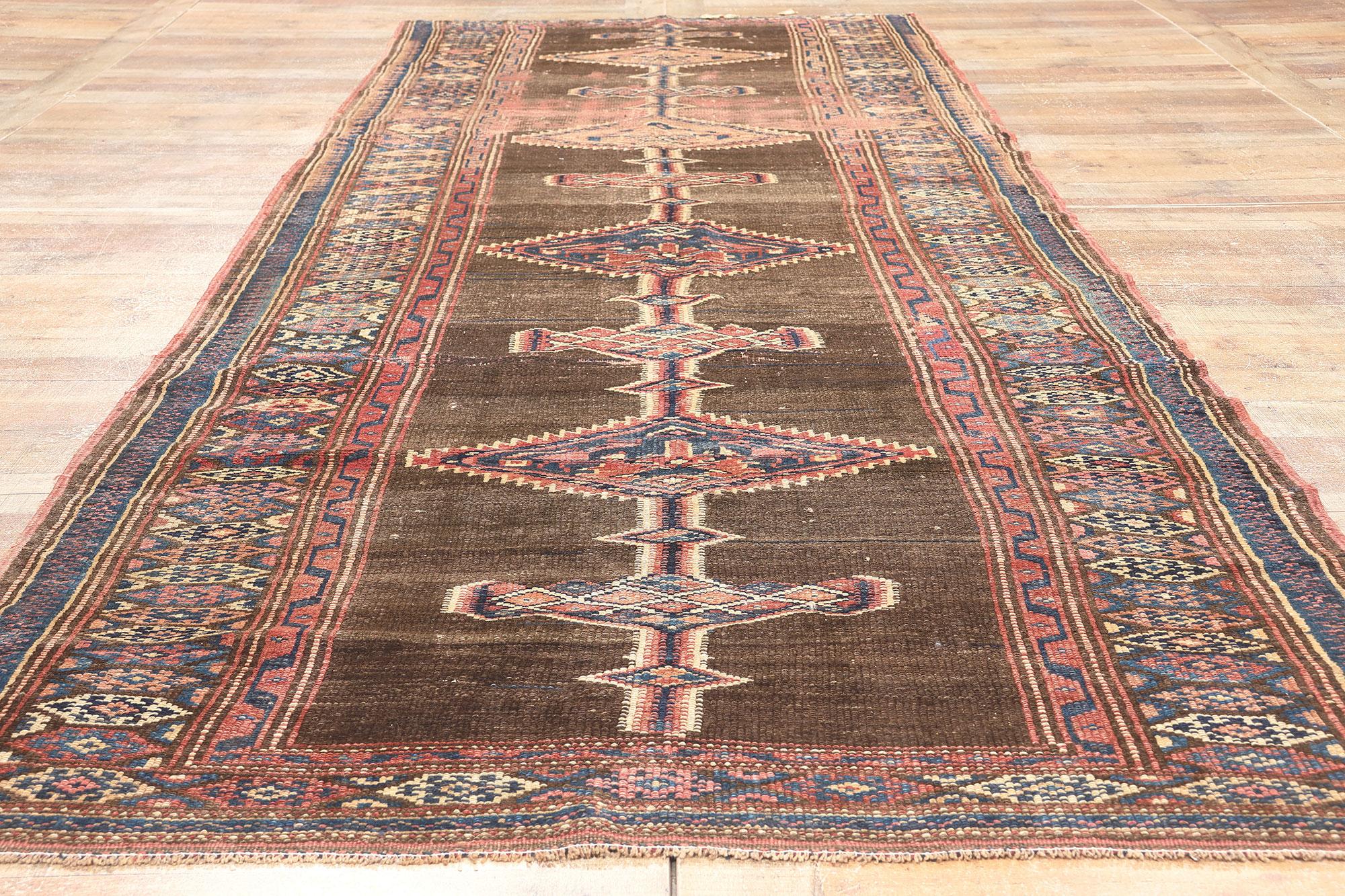 Antique Persian Sarab Rug Runner, Natural Elegance Meets Tribal Style For Sale 1