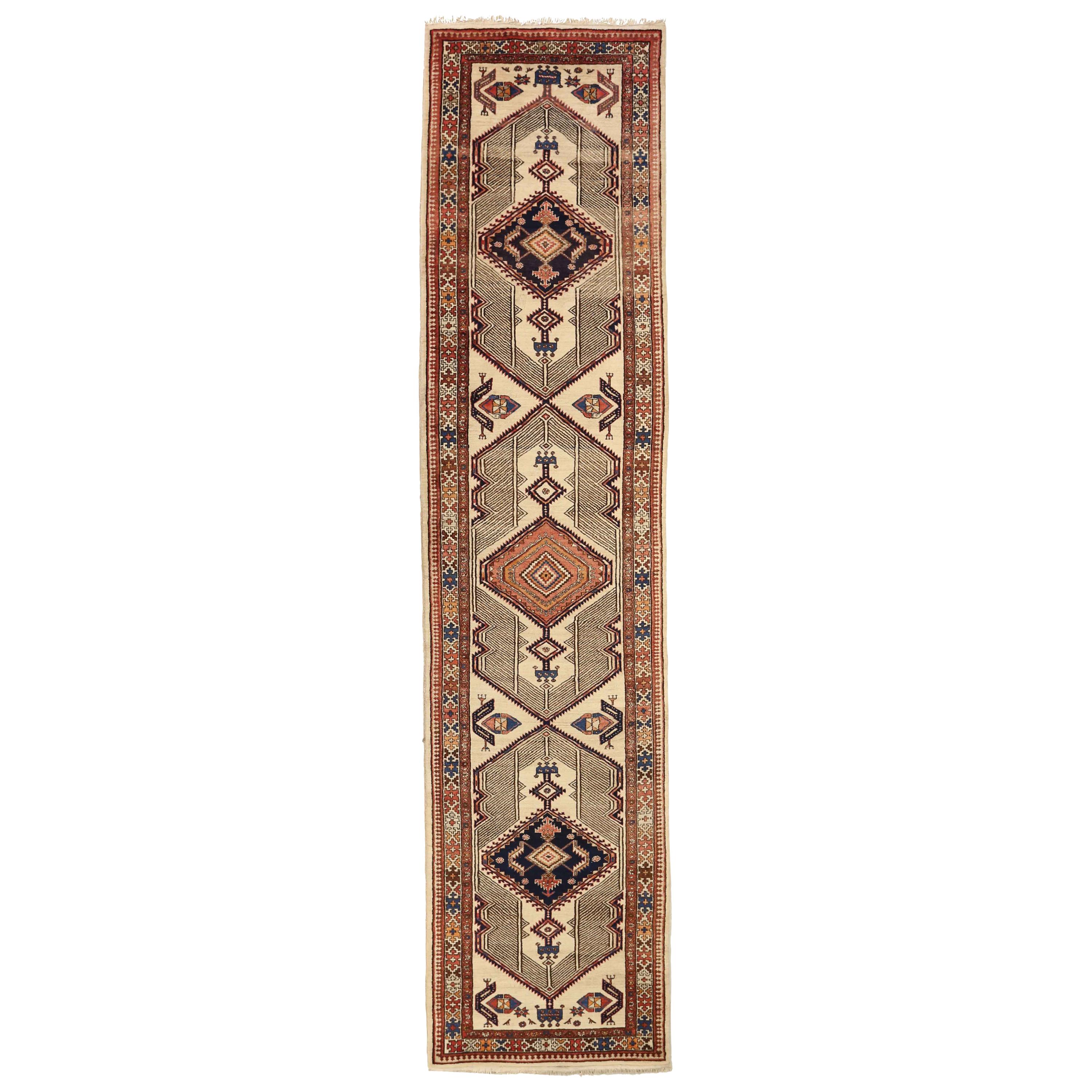 Antique Persian Sarab Rug with Incredibly Detailed Tribal Design, circa 1950s For Sale