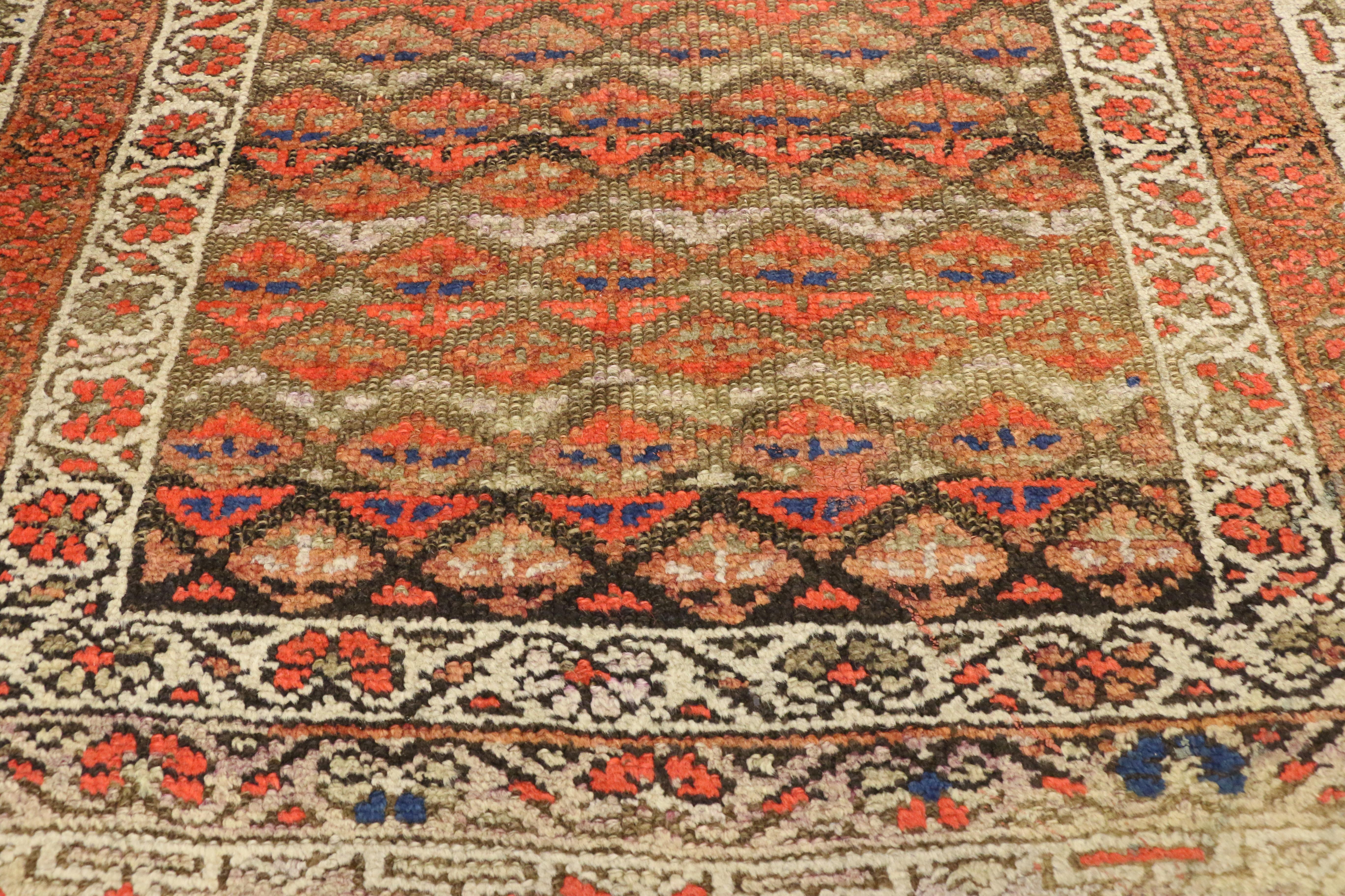 Hand-Knotted Antique Persian Sarab Rug with Rustic Arts & Craft Style For Sale