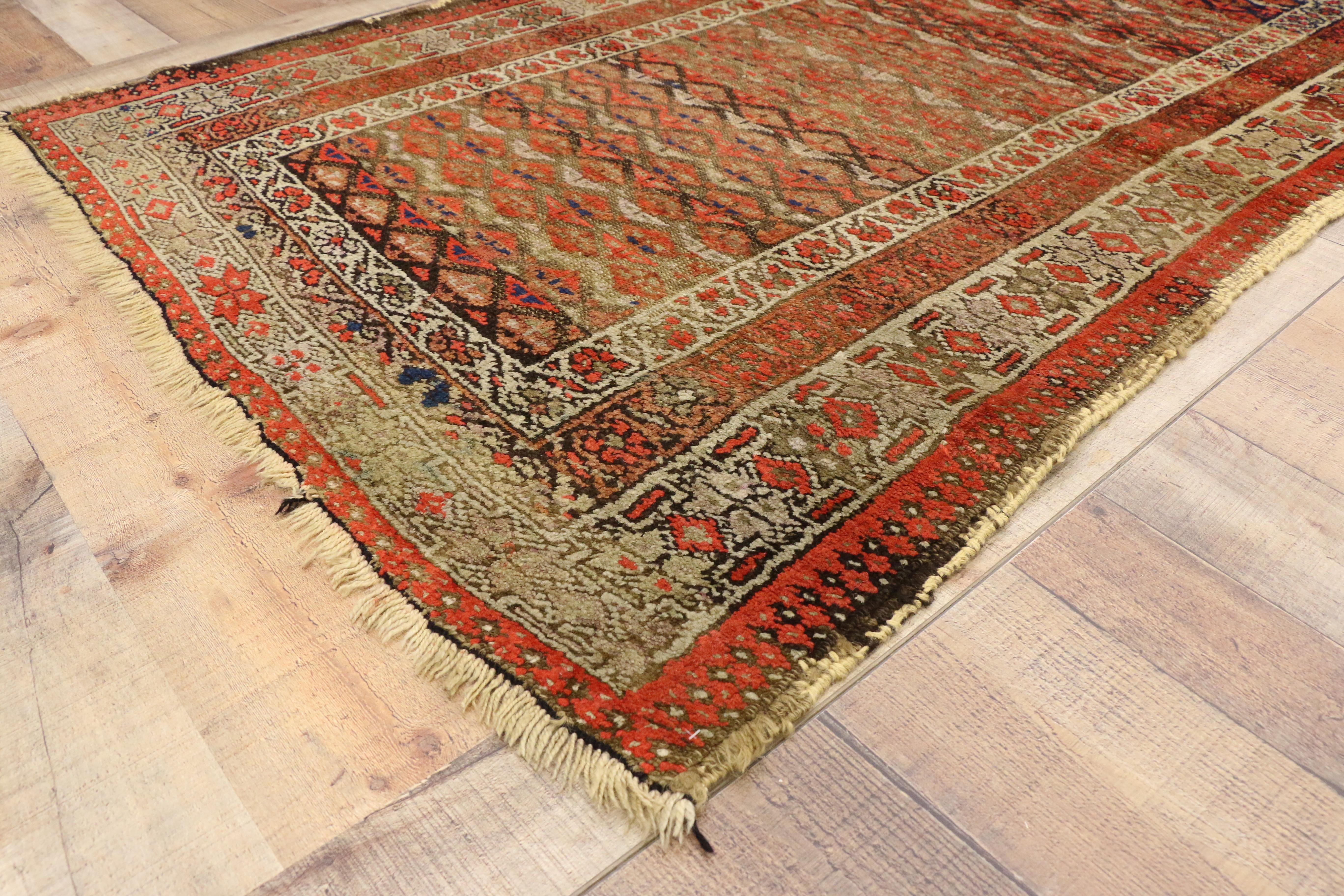 20th Century Antique Persian Sarab Rug with Rustic Arts & Craft Style For Sale