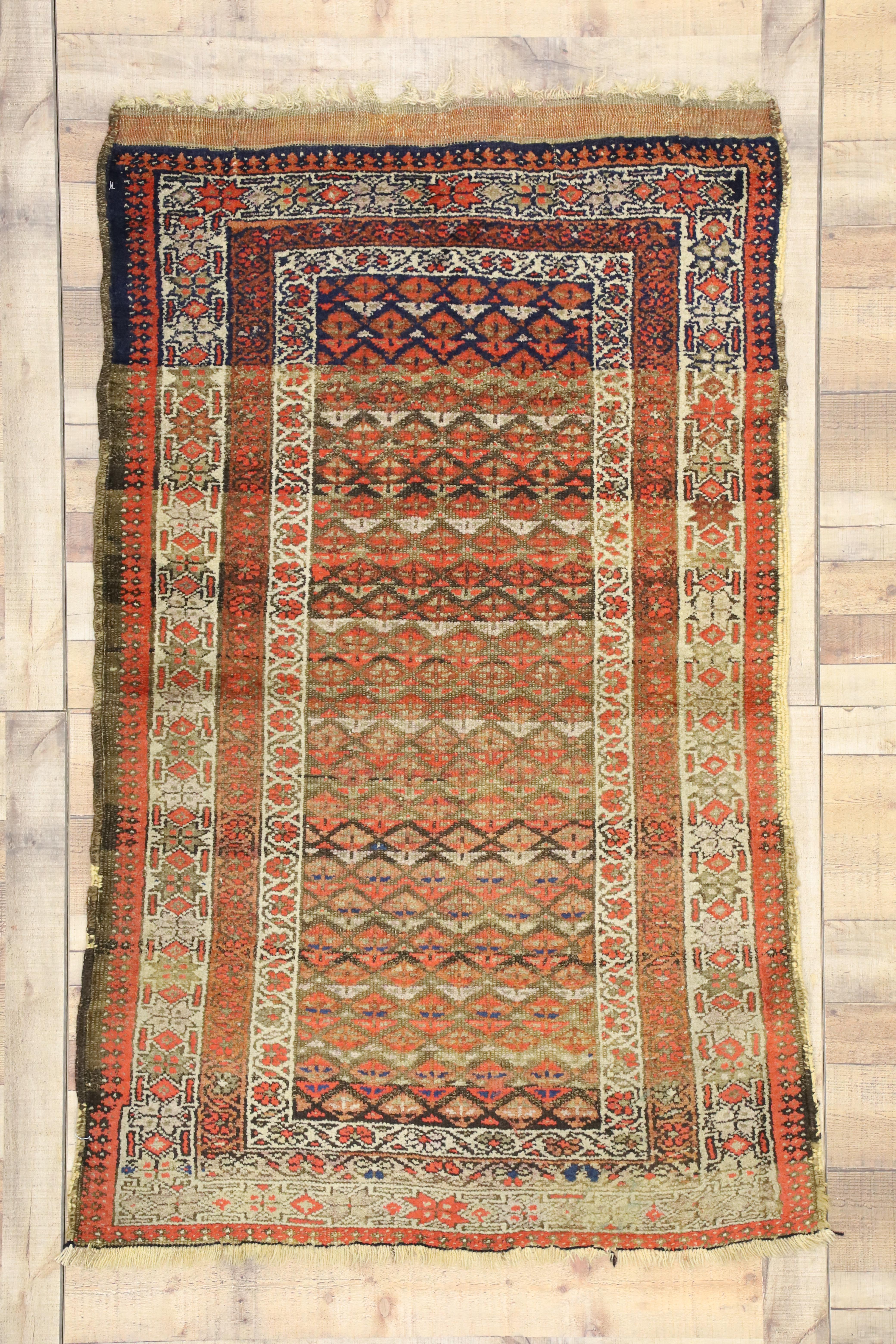 Wool Antique Persian Sarab Rug with Rustic Arts & Craft Style For Sale