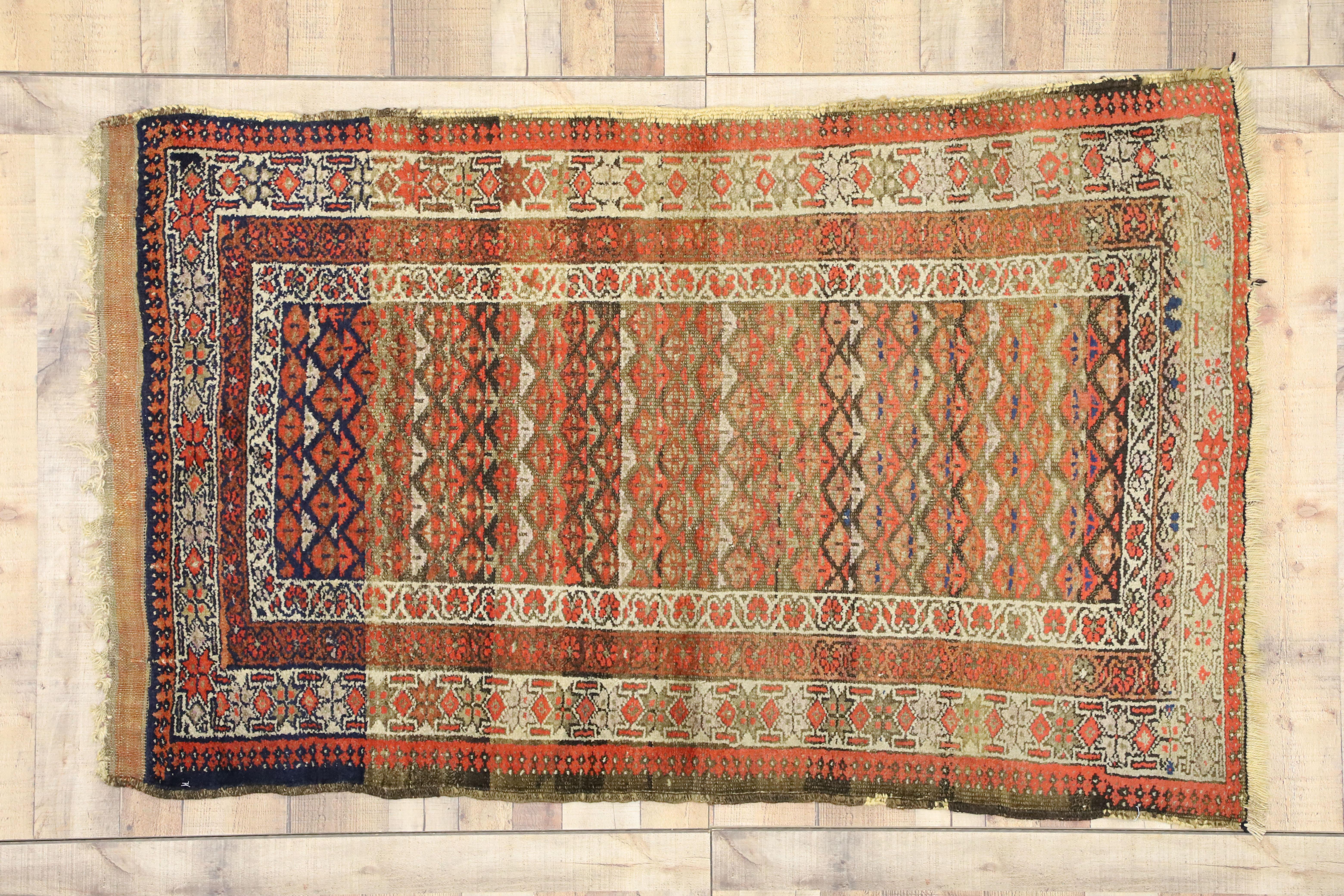 Antique Persian Sarab Rug with Rustic Arts & Craft Style For Sale 1
