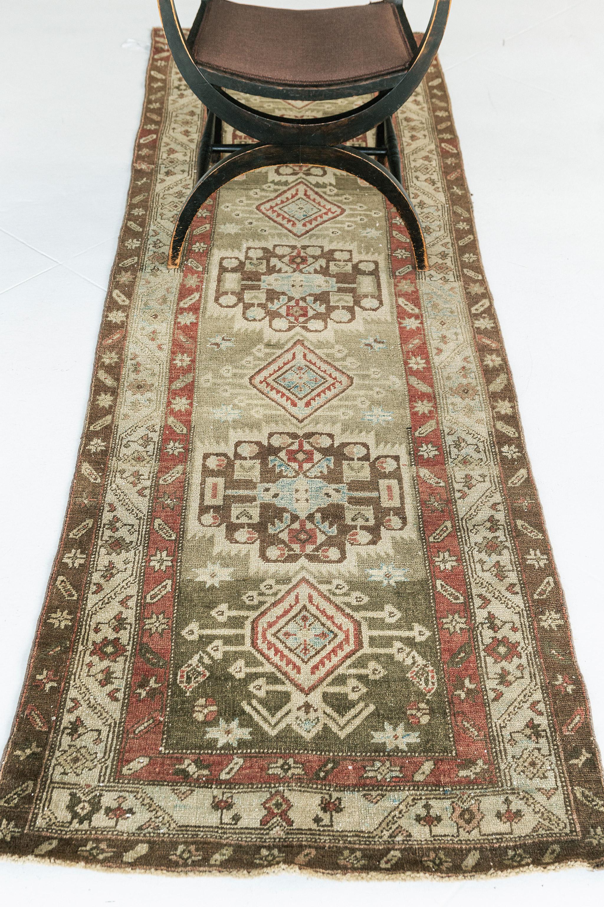 Hand-Knotted Antique Persian Sarab Runner 27218 For Sale