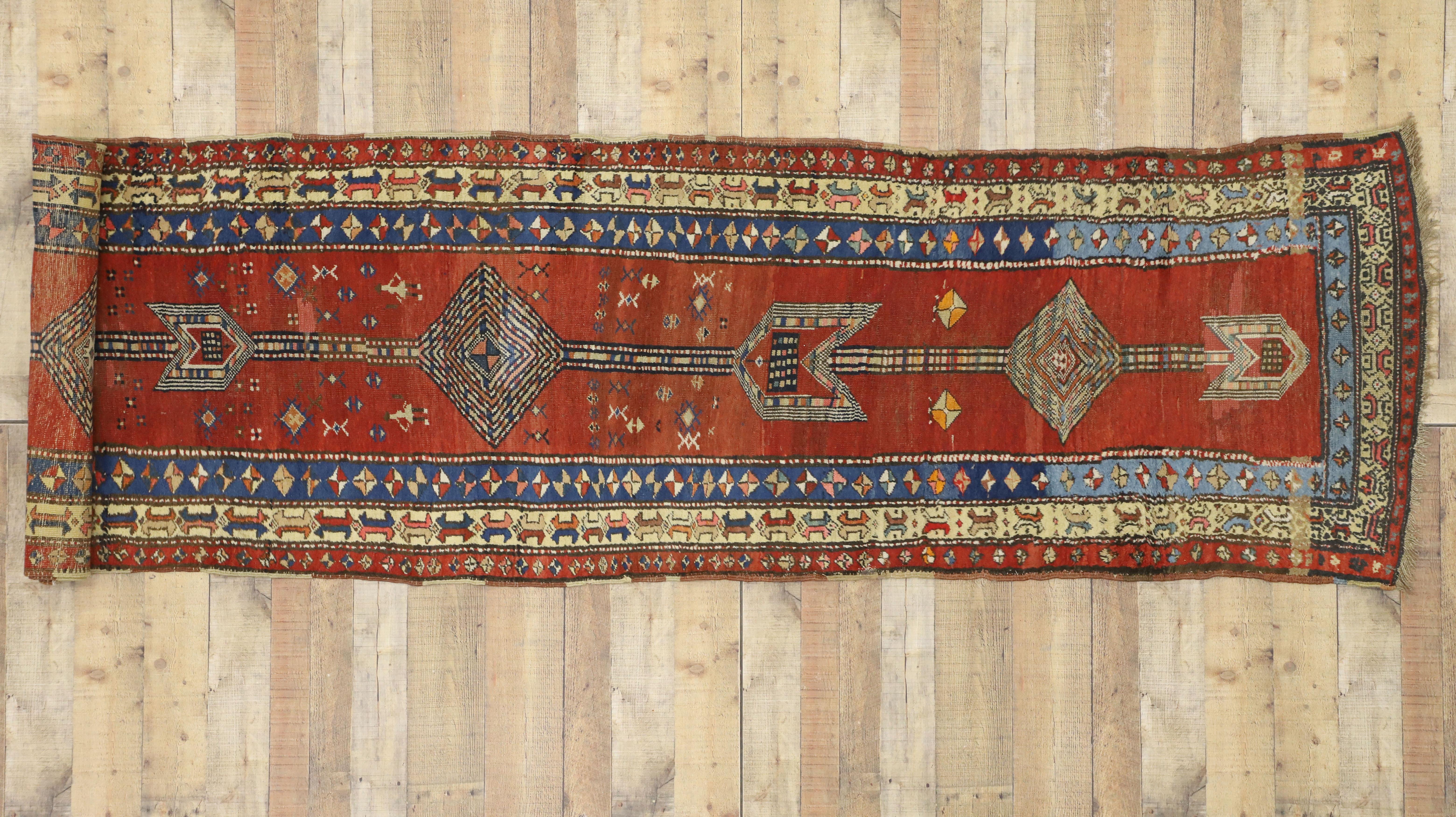 Antique Persian Sarab Runner with Mid-Century Modern Tribal Style 2