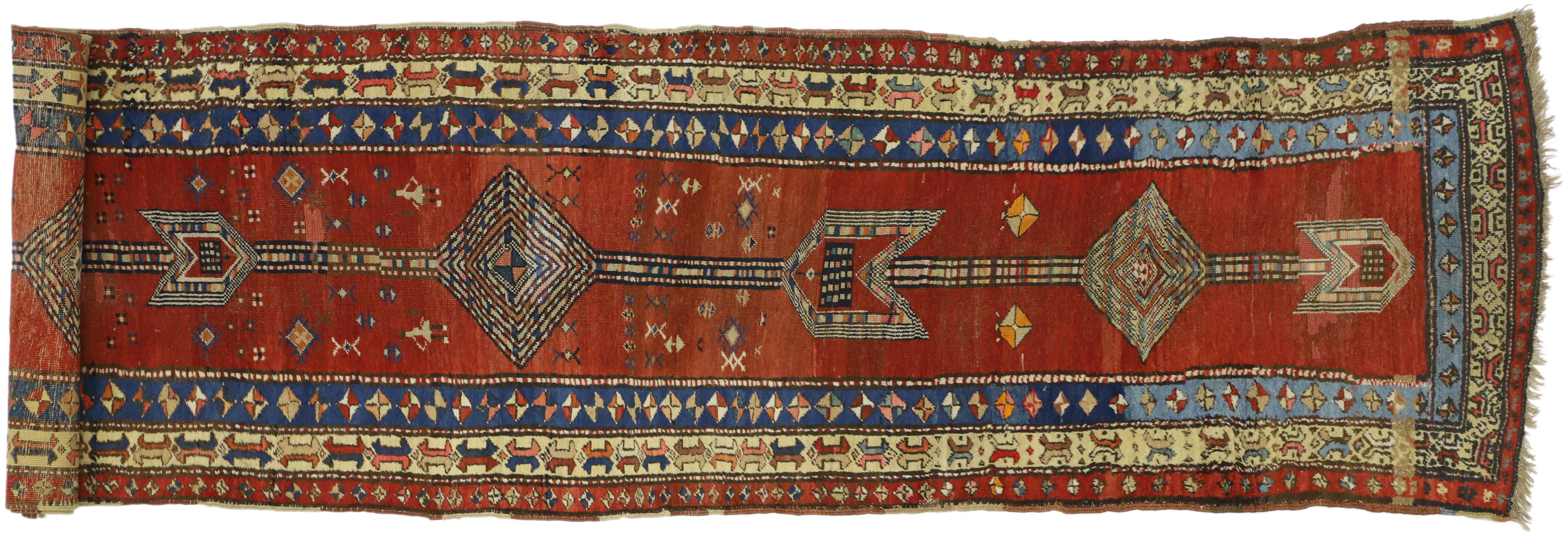 Antique Persian Sarab Runner with Mid-Century Modern Tribal Style 3