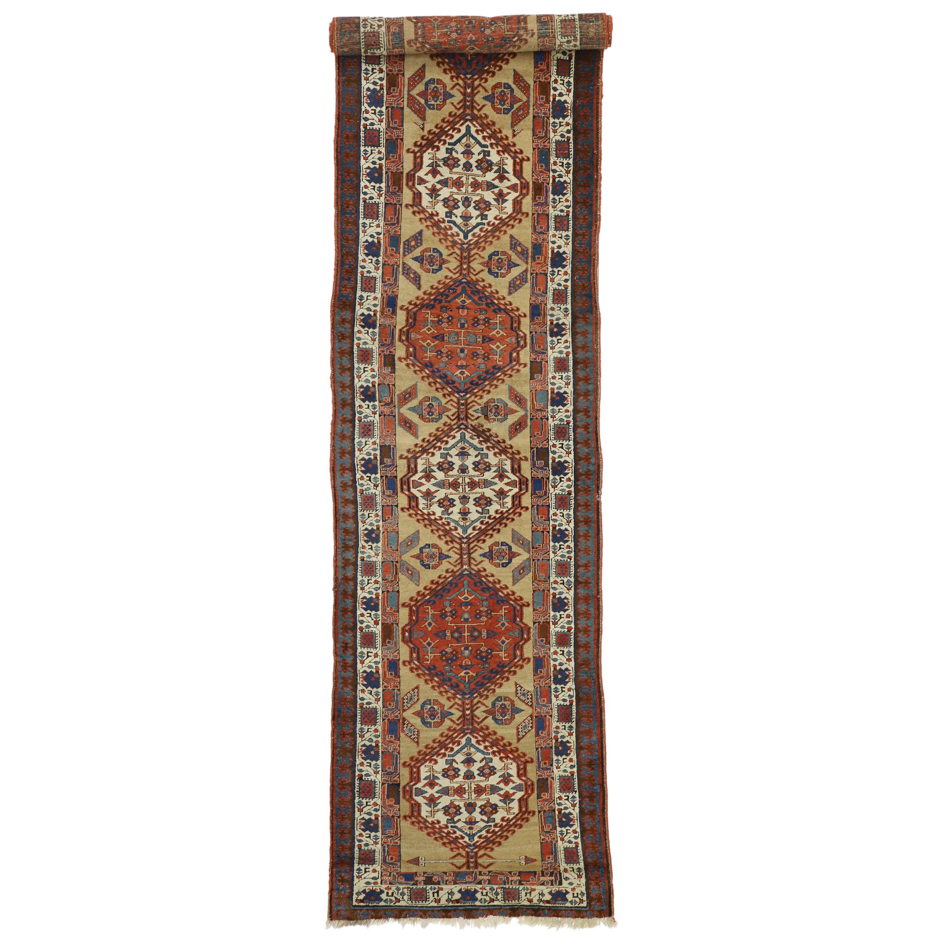 Tapis de couloir Sarab persan ancien, tapis de couloir long