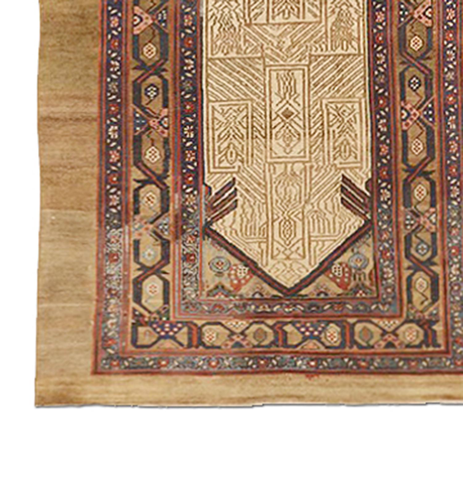 Malayer Antique Persian Sarab Runner Rug with Brown & Beige Geometric Details For Sale