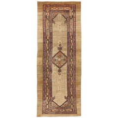 Antique Persian Sarab Runner Rug with Brown & Beige Geometric Details