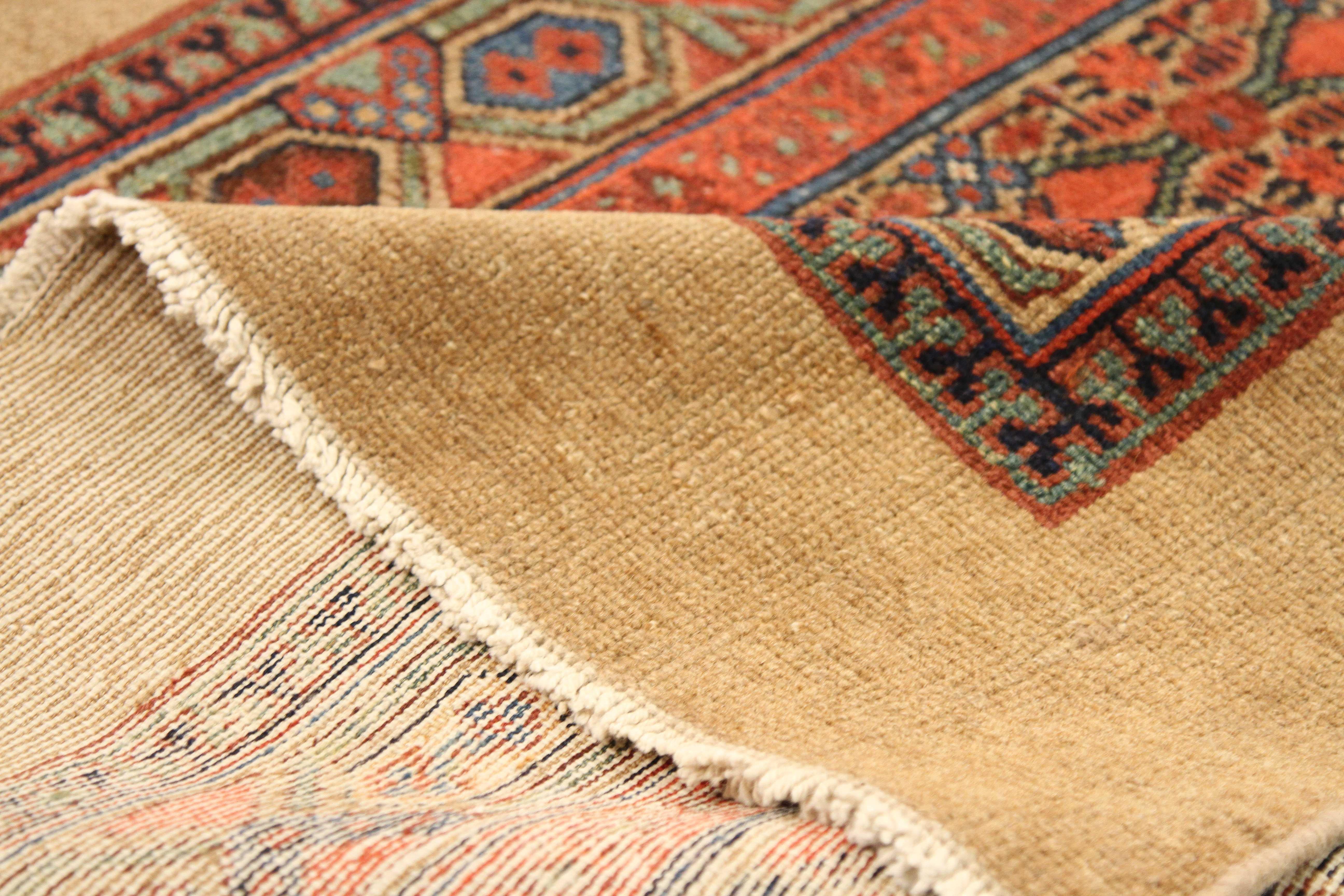 Other Antique Persian Sarab Runner Rug with Navy and Brown Tribal Details For Sale
