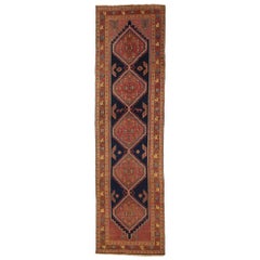 Persian Sarab Runner Rug Circa 1910 - Wool Black Red Yellow Design - 10432