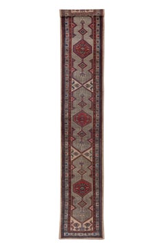 Antique Persian Sarab Runner, Sand Field, Blue & Red Accents