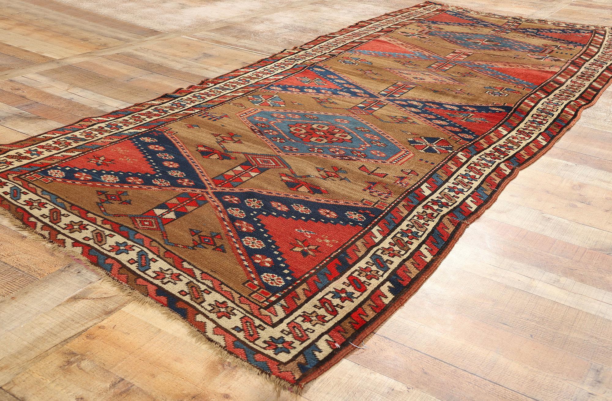 Hand-Knotted Late 19th Century Antique Persian Sarab Rug Runner, 04’04 x 11’00 For Sale