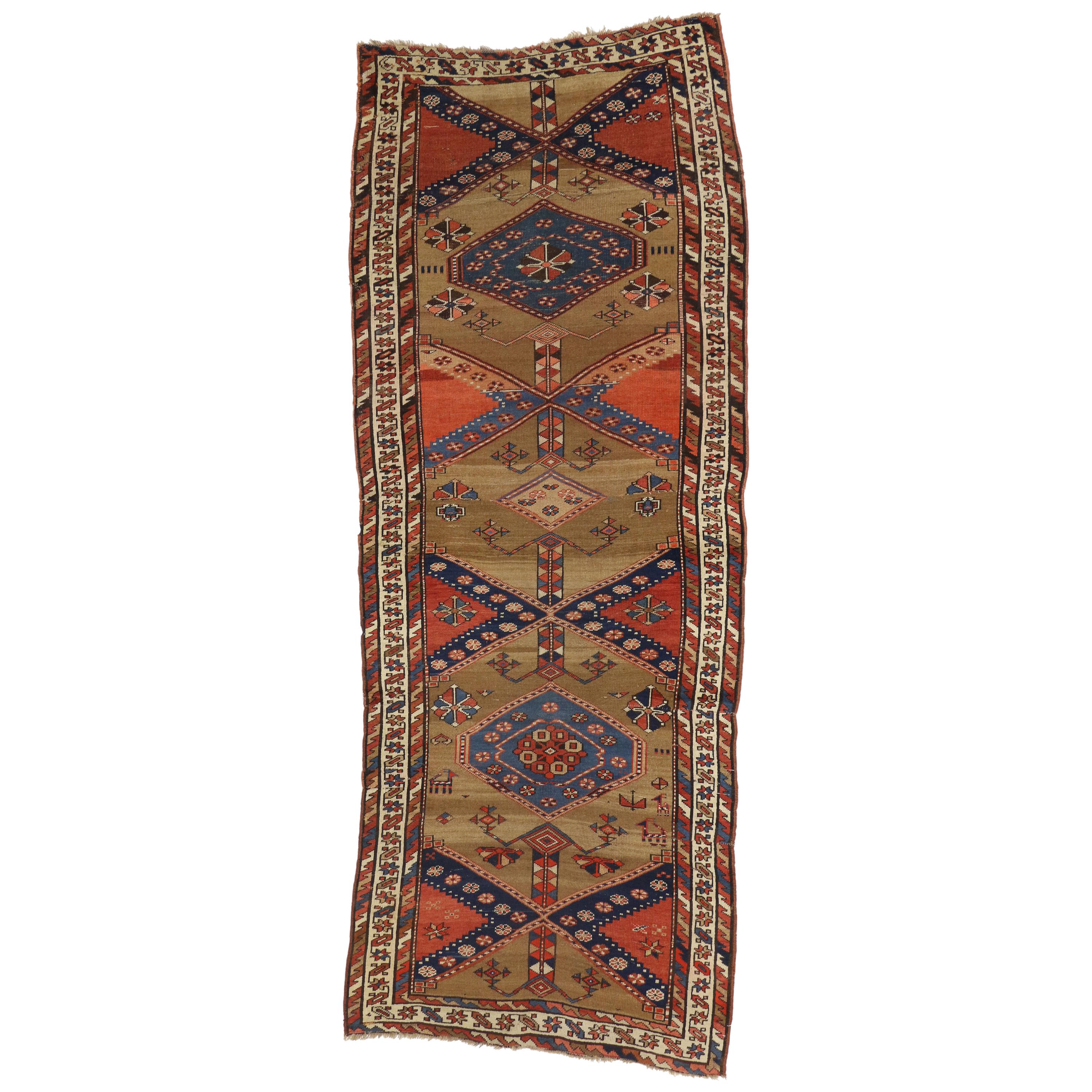 Antique Kurdish Persian Hallway Runner with Modern Tribal Style For